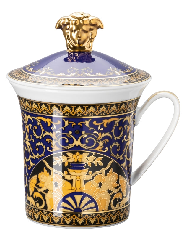 Versace Becher m.Dkl./30Y.  Medusa blau
