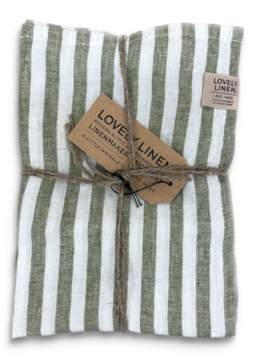 Lovely Linen Misty Tischläufer Leinen edge jeep green 45x150cm