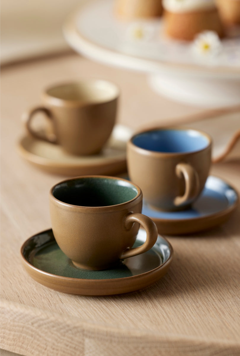 Bitz Espressotasse mit Untertasse wood/ocean 0,07 l – Tischideen & Ambiente
