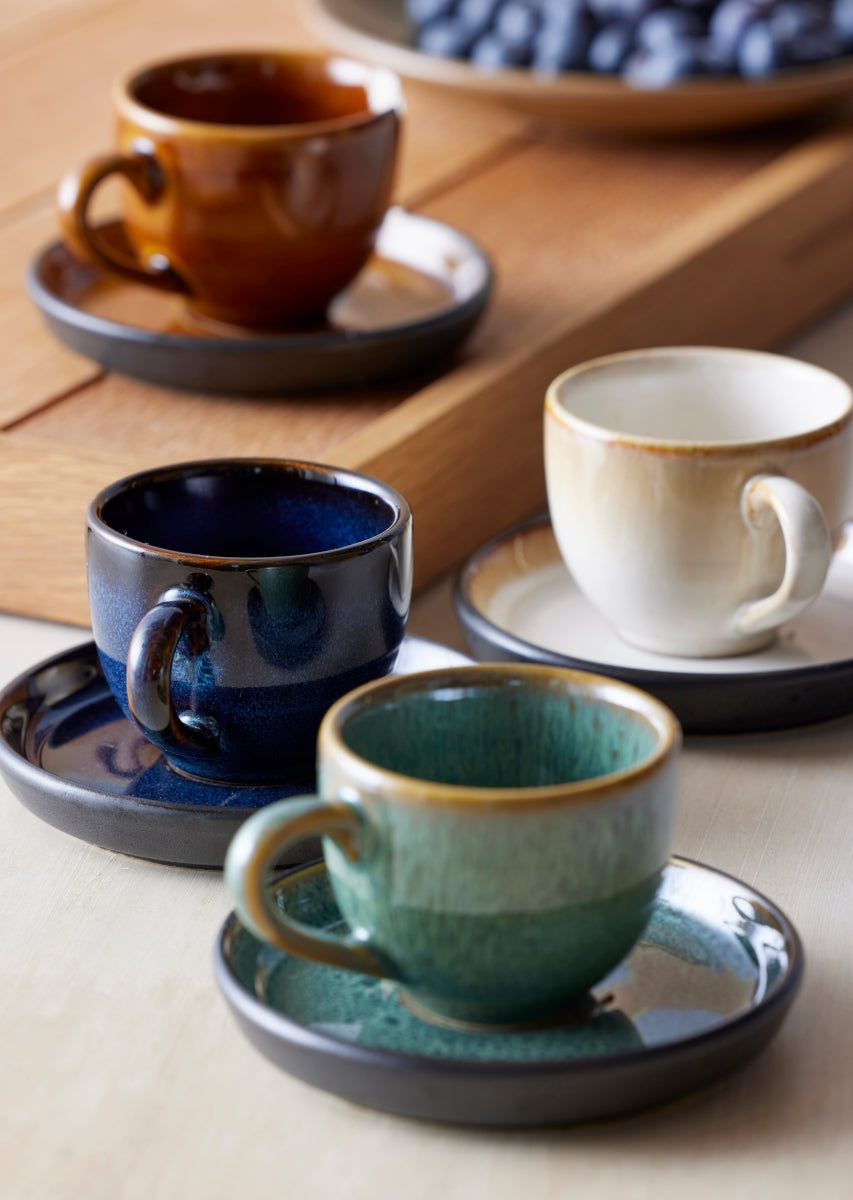 Bitz Espressotasse mit Untertasse grün/schwarz 0,07 l – Tischideen & Ambiente