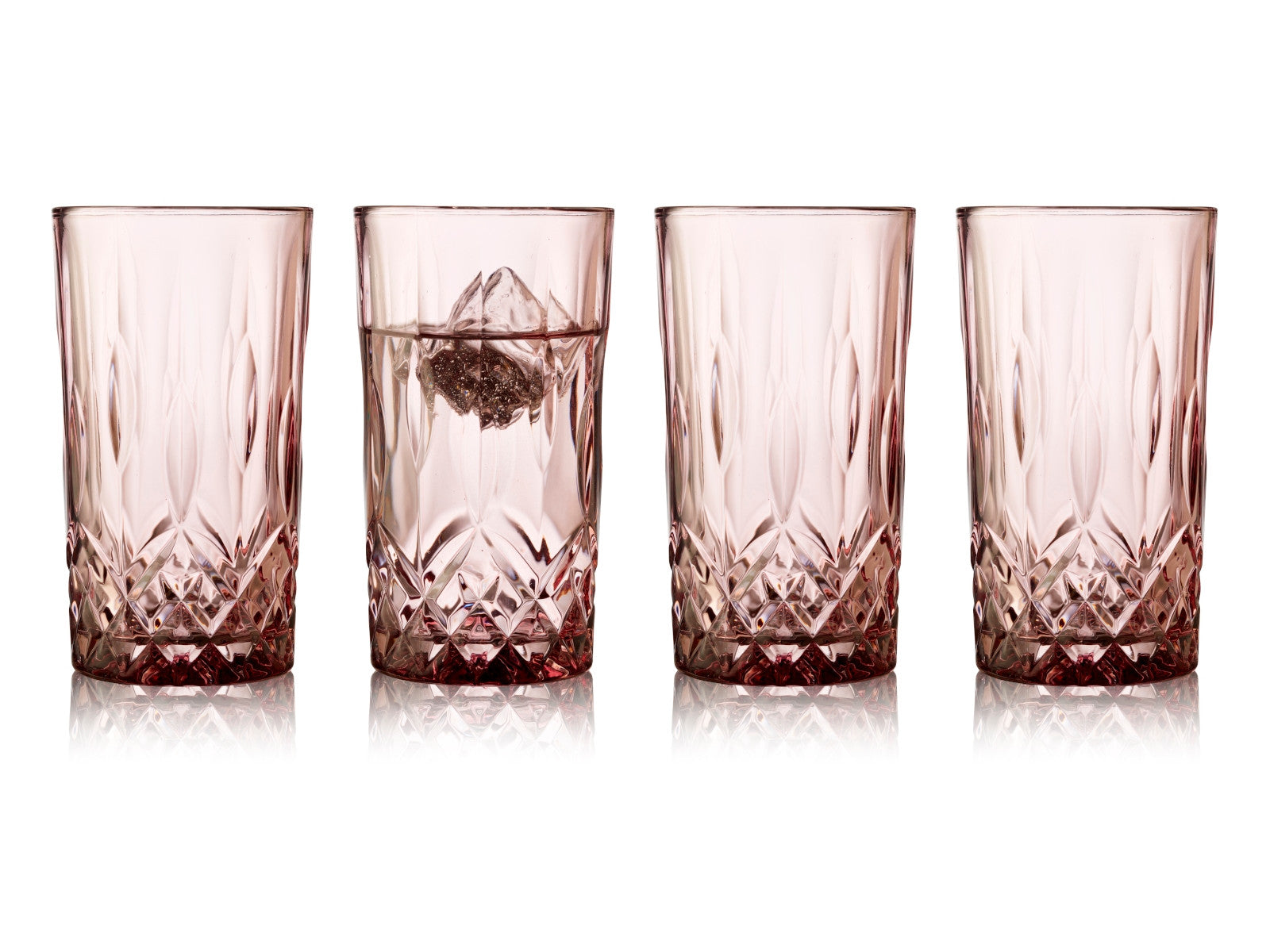 Lyngby Highball Sorrento Longdrinkglas pink 380ml Set4 Freisteller1