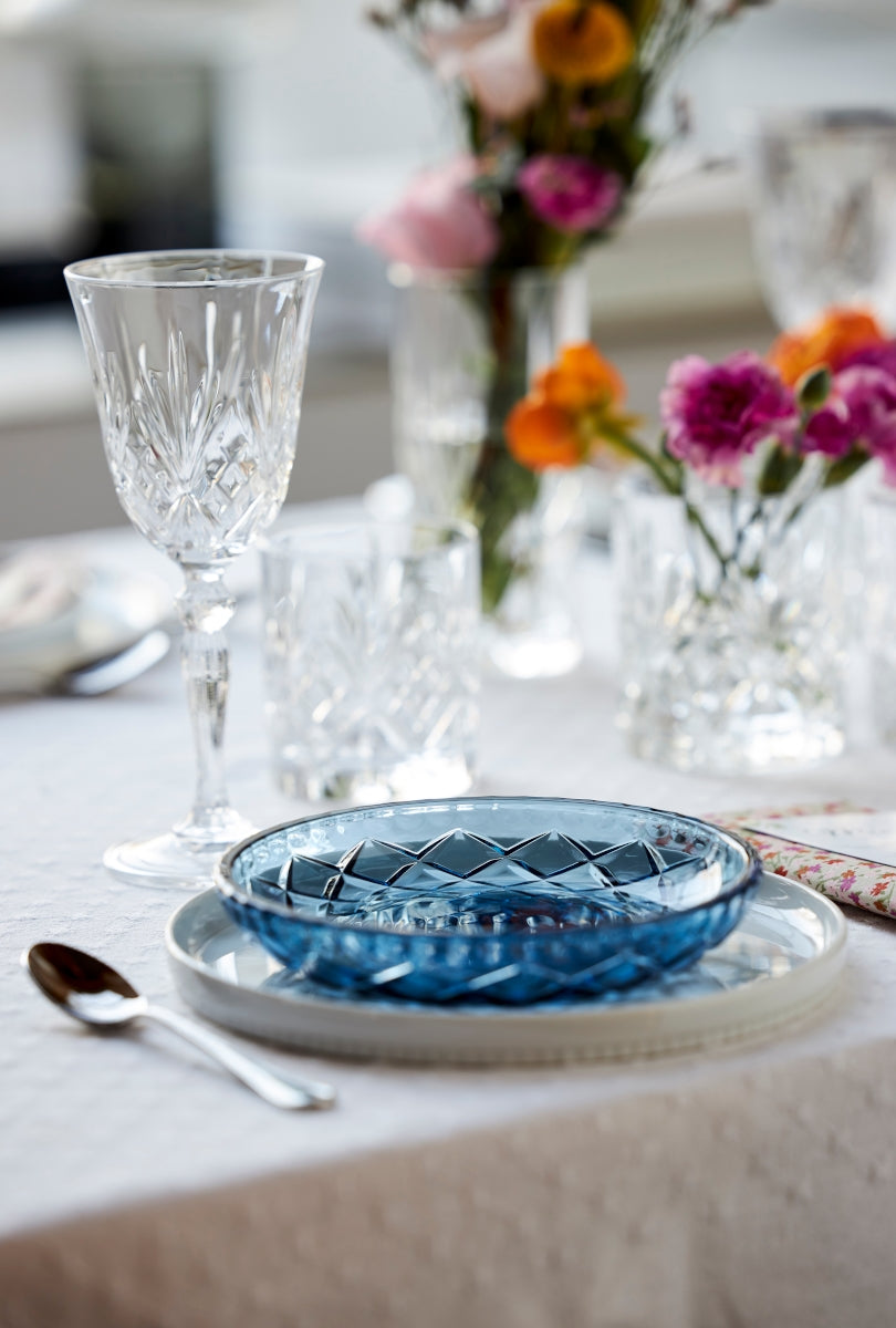 Lyngby Sorrento Teller Glas blau 16 cm Set4 Lifestyle1