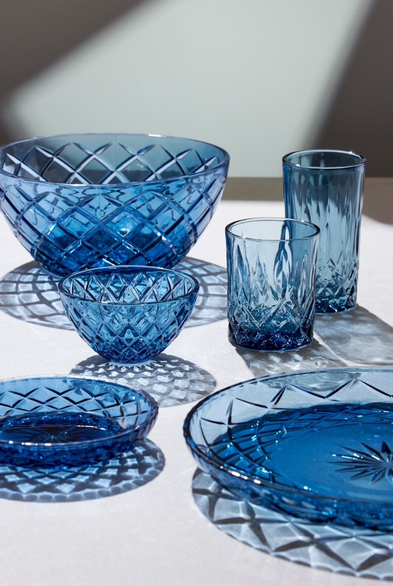 Lyngby Sorrento Teller Glas blau 16 cm Set4 Lifestyle2