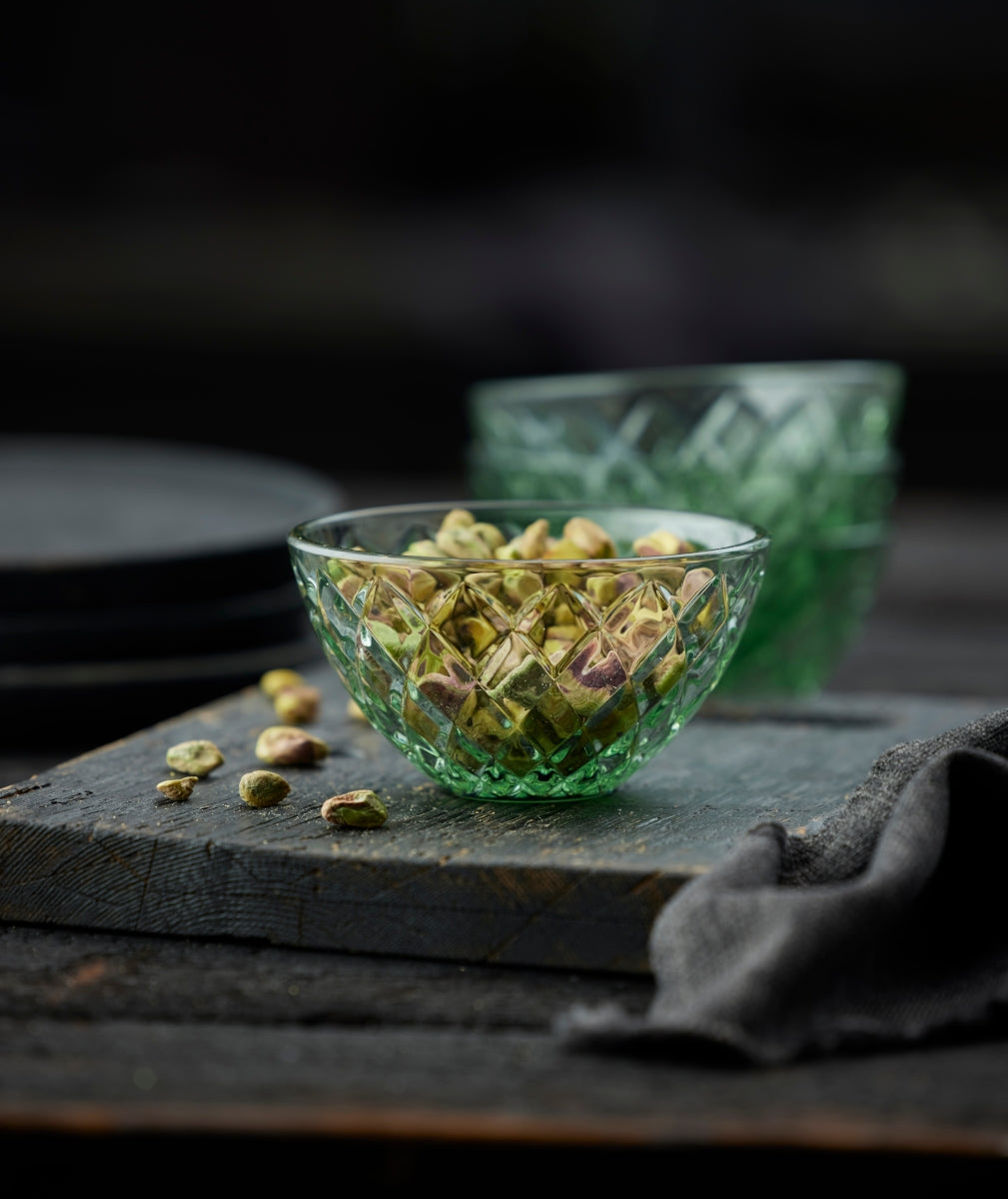 Lyngby Sorrento Schale Glas grün 12 cm Set4 Lifestyle1