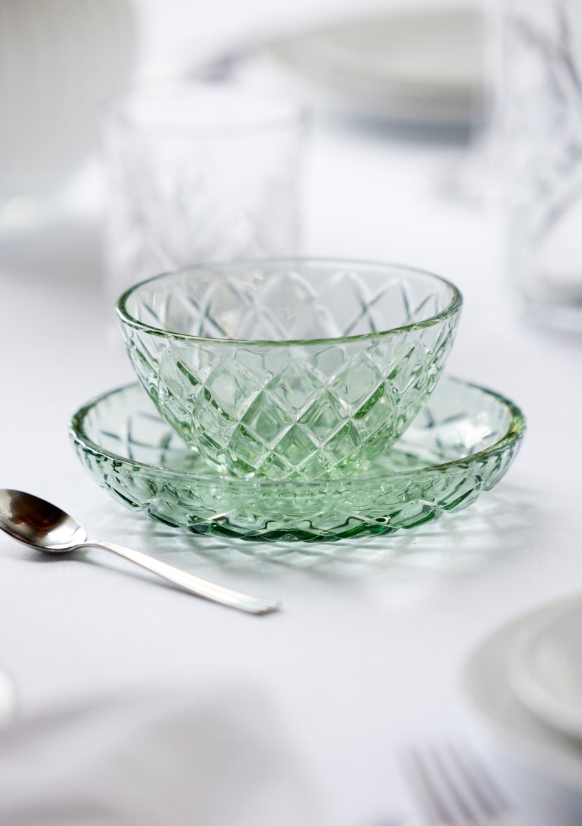 Lyngby Sorrento Schale Glas grün 12 cm Set4 Lifestyle4
