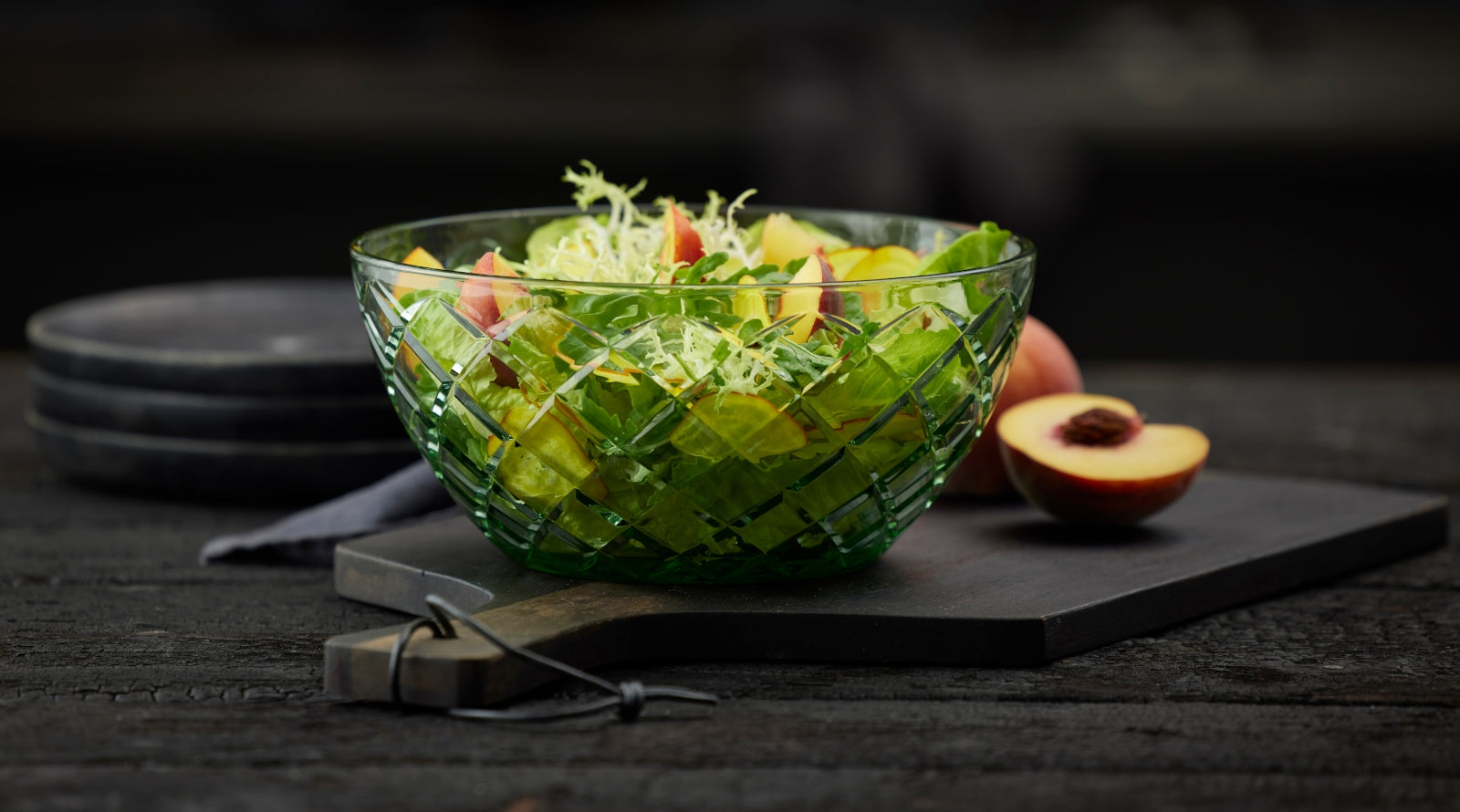 Lyngby Sorrento Salatschüssel Glas grün 24cm Lifestyle2