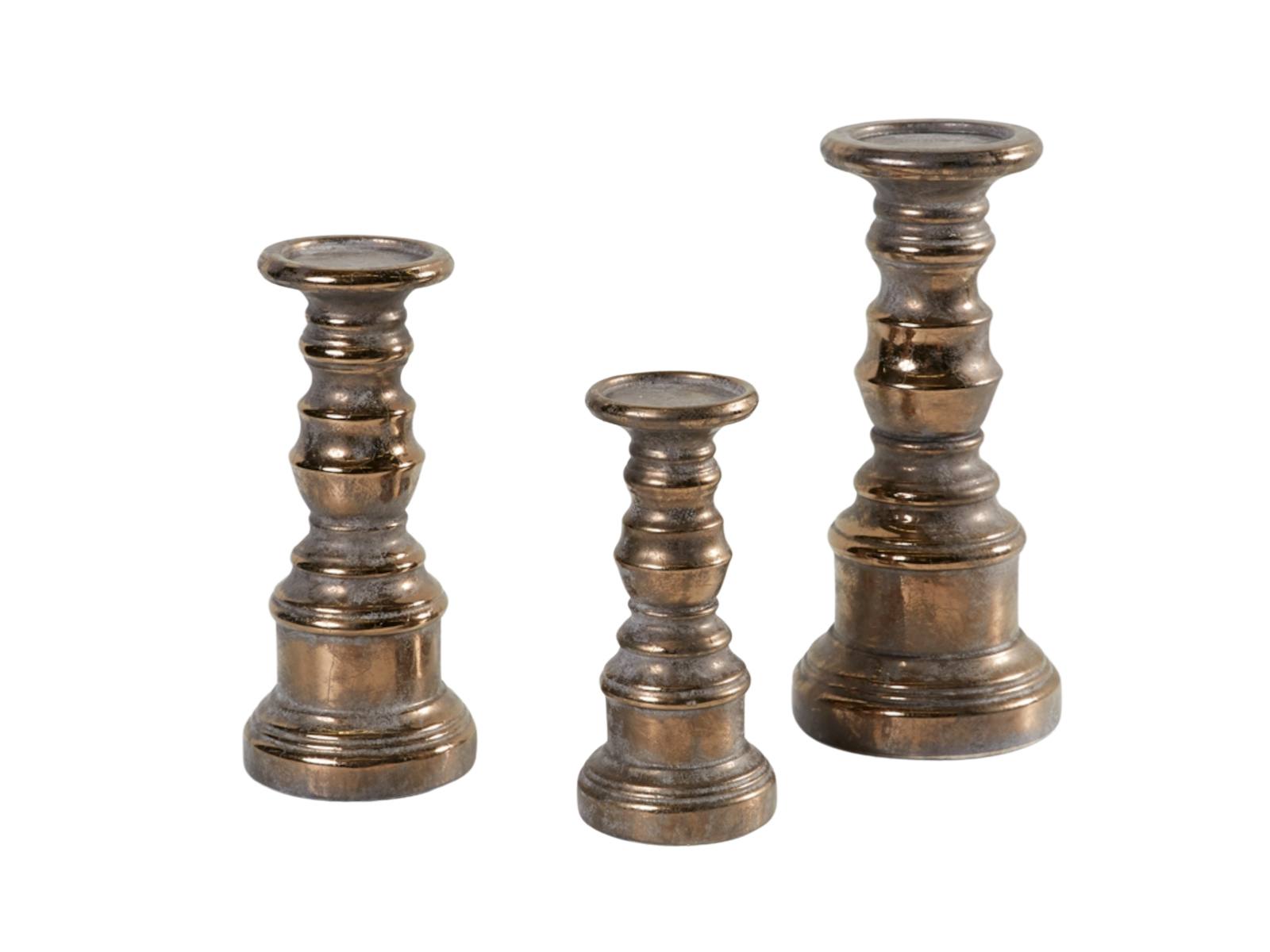 La Casa di Caesar Kerzenständer zement gold antik 32 cm Freisteller