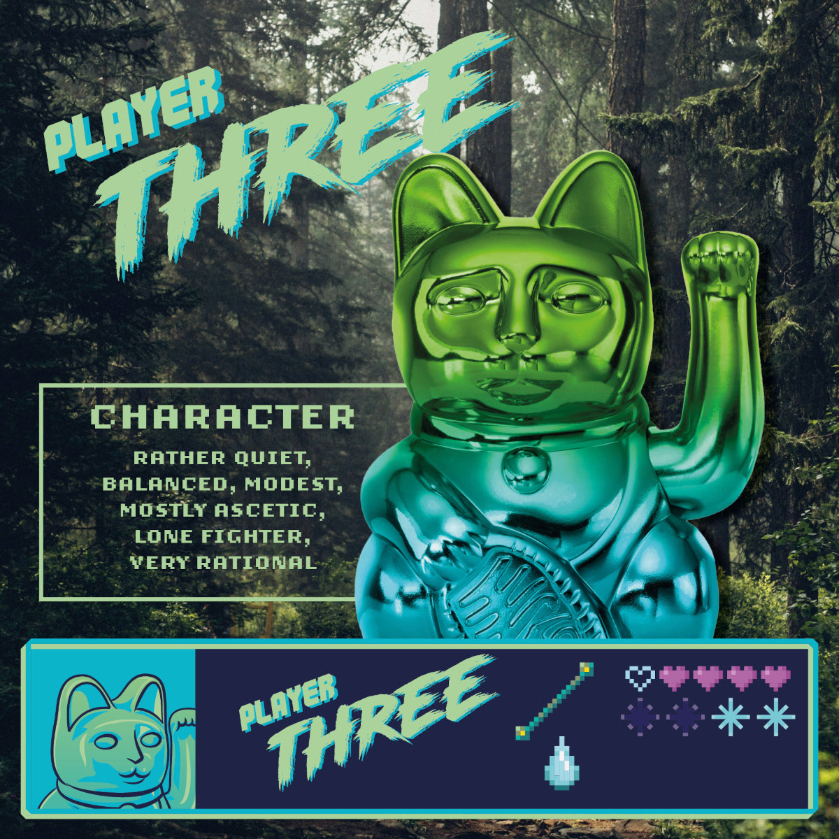 Donkey Products Lucky Cat Player Three Winkekatze shiny green/blue 15cm Lifestyle 4