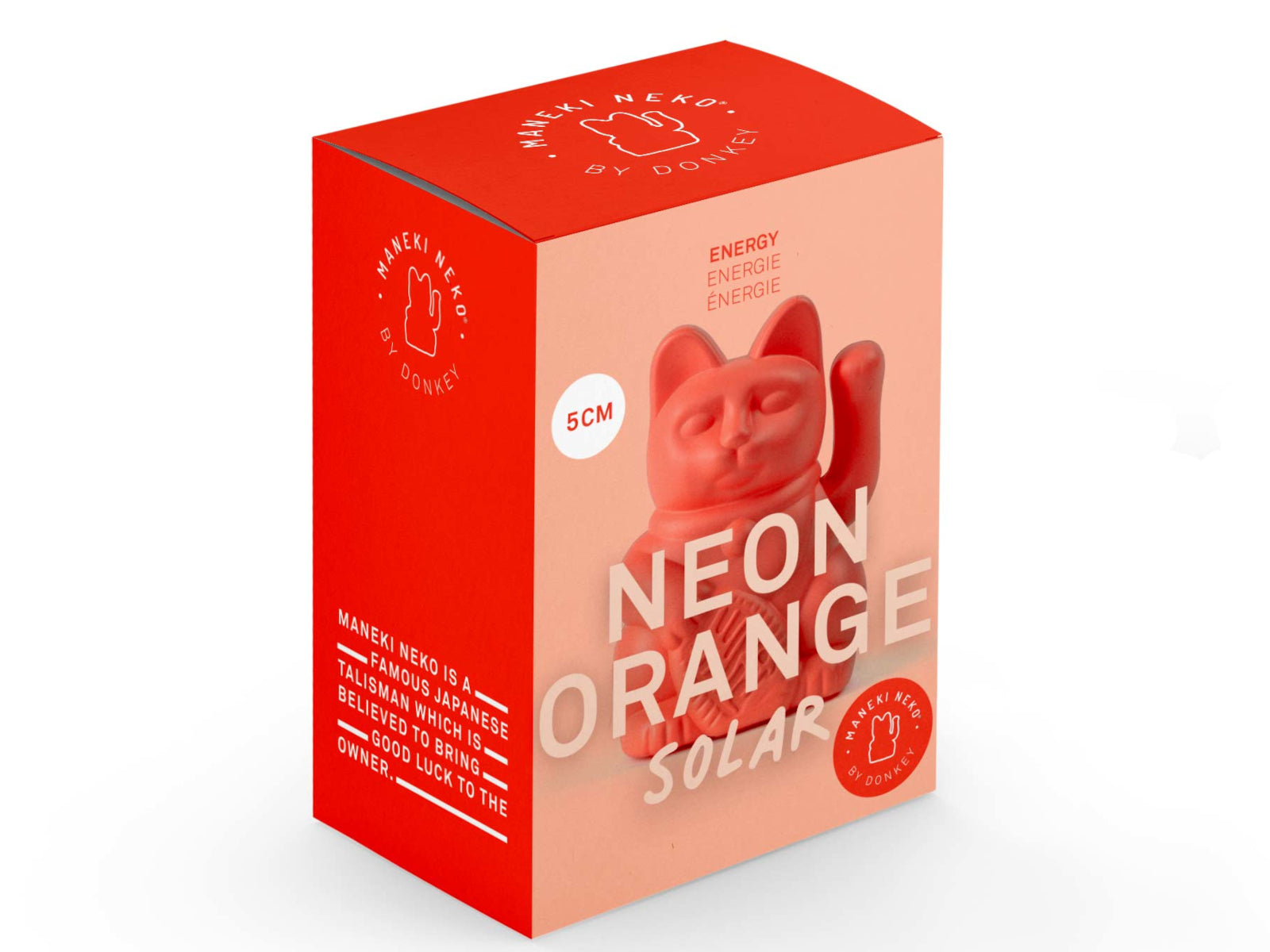 Donkey Products Lucky Cat Solar Winkekatze neon orange 6,5cm Freisteller 3