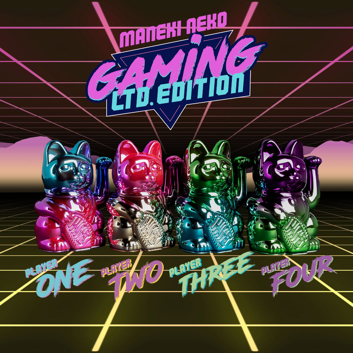 Donkey Products Lucky Cat Player Three Winkekatze shiny green/blue 15cm Lifestyle 5