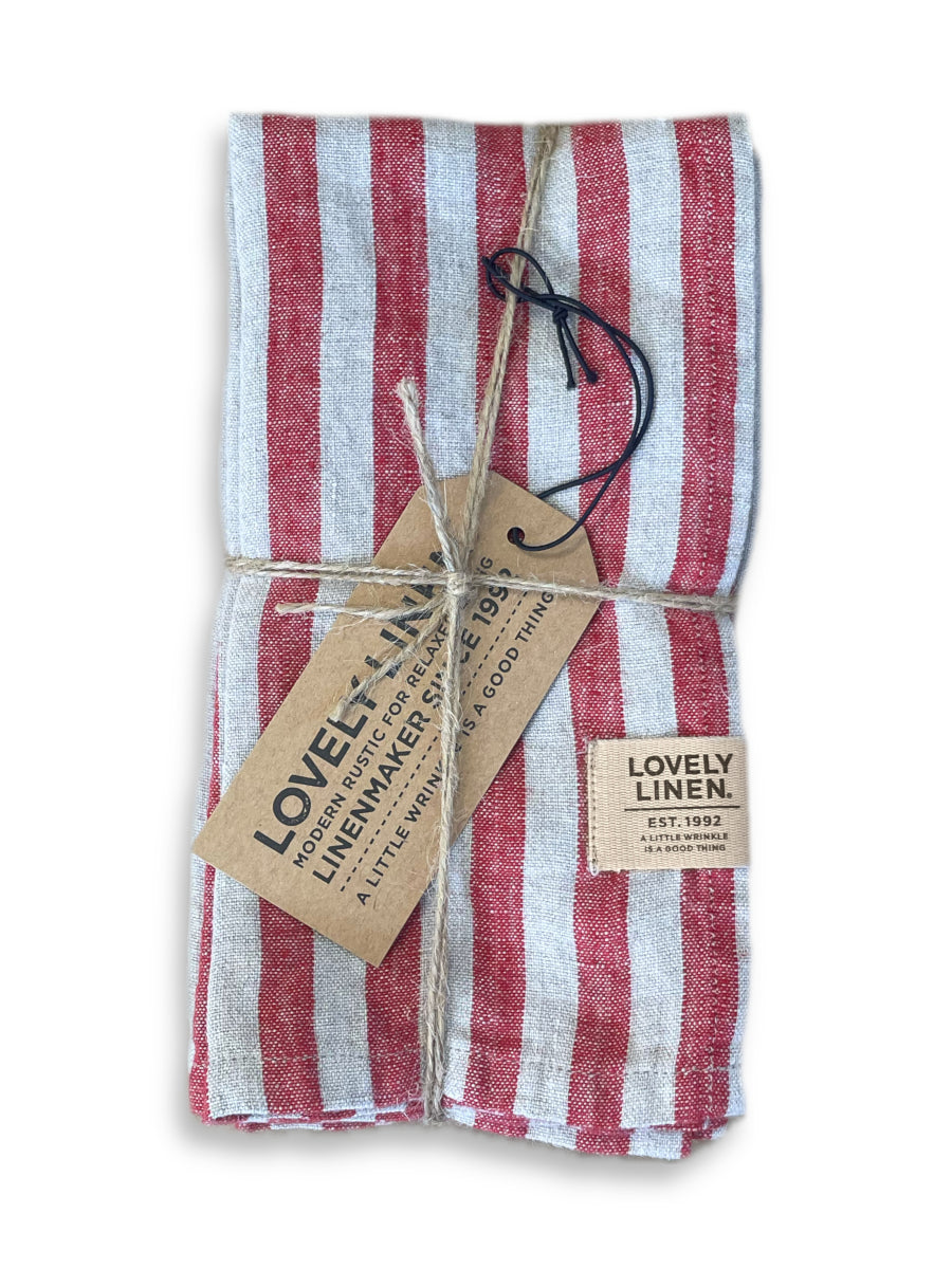 Lovely Linen Misty Serviette Leinen edge real red 45x45cm (1 Stück)