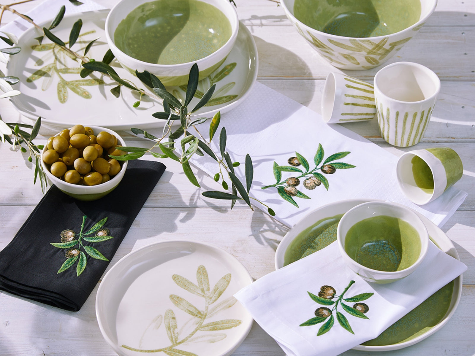 Vista Portuguese Geschirrtuch Olive schwarz 50x70cm - Produktbild 3