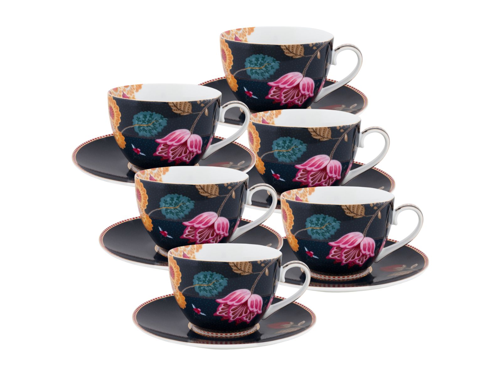 PIP STUDIO Fantasy Denim Blue Tasse mit Untertasse 280ml Set6 Freisteller 1