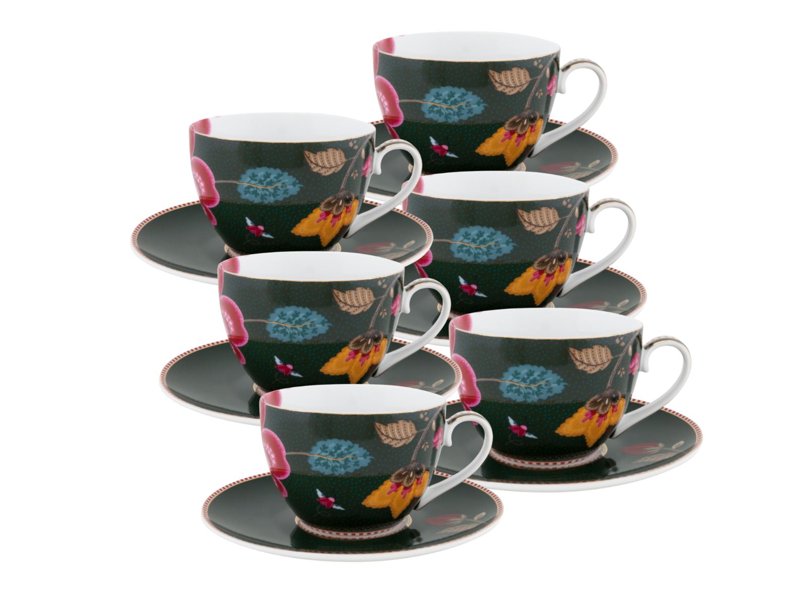 PIP STUDIO Fantasy Green Tasse mit Untertasse 280ml Set6 Freisteller 1