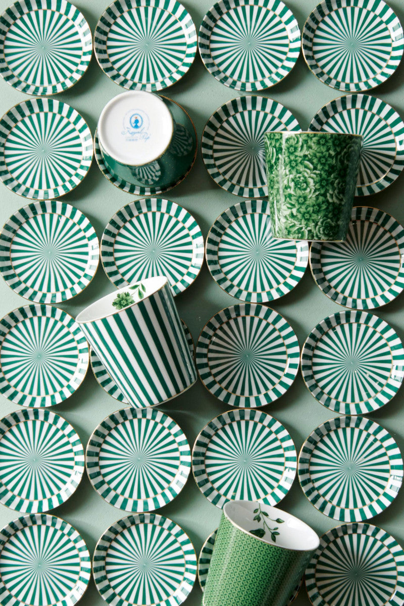 PIP STUDIO Royal Flower Becher & Teebeutelablage Set grün 230 ml Lifestyle