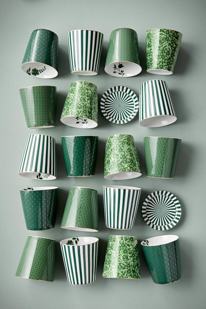PIP STUDIO Royal Tiles Becher & Teebeutelablage Set grün 230 ml Lifestyle