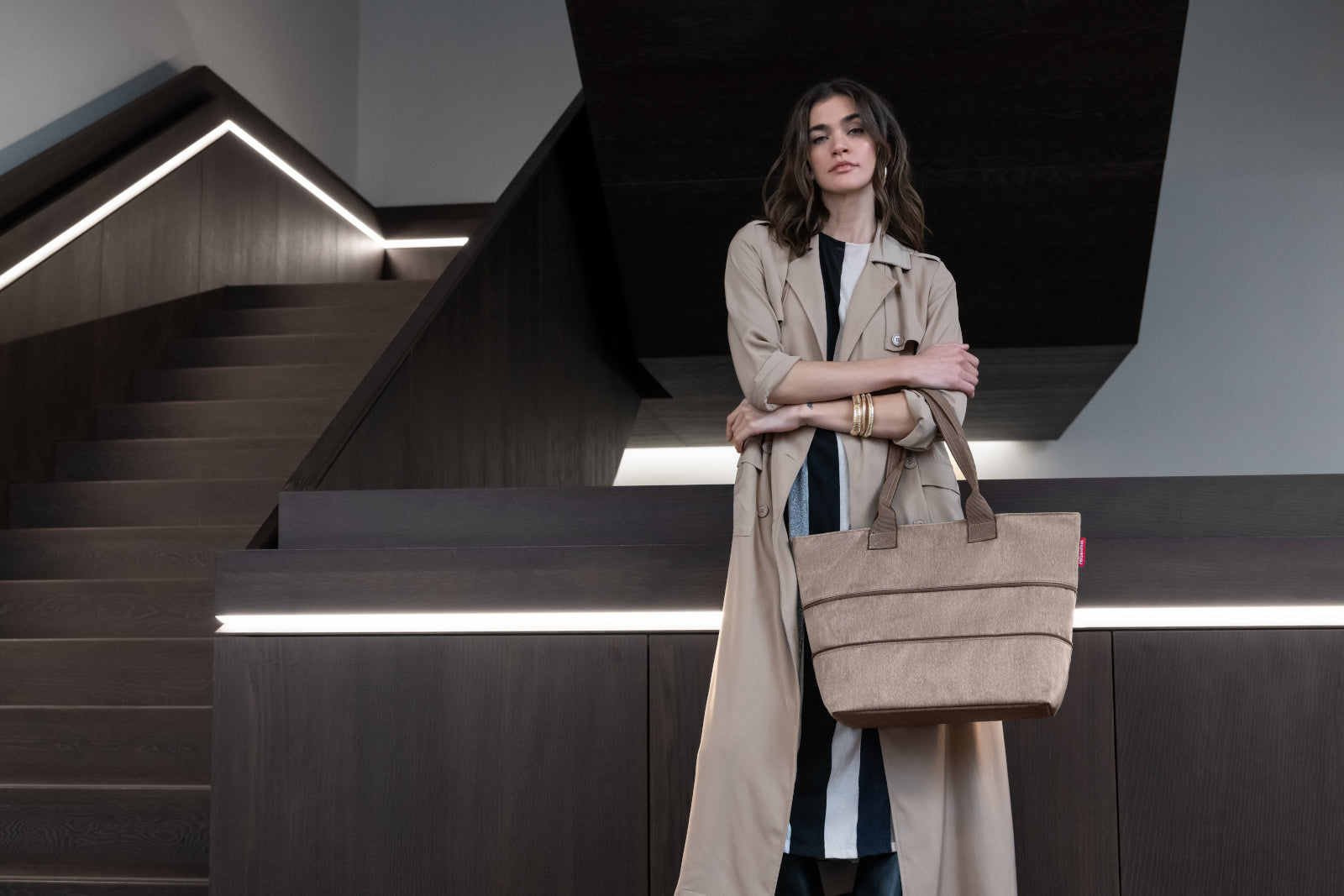 reisenthel shopper e1 herringbone mokka Lifestyle 2