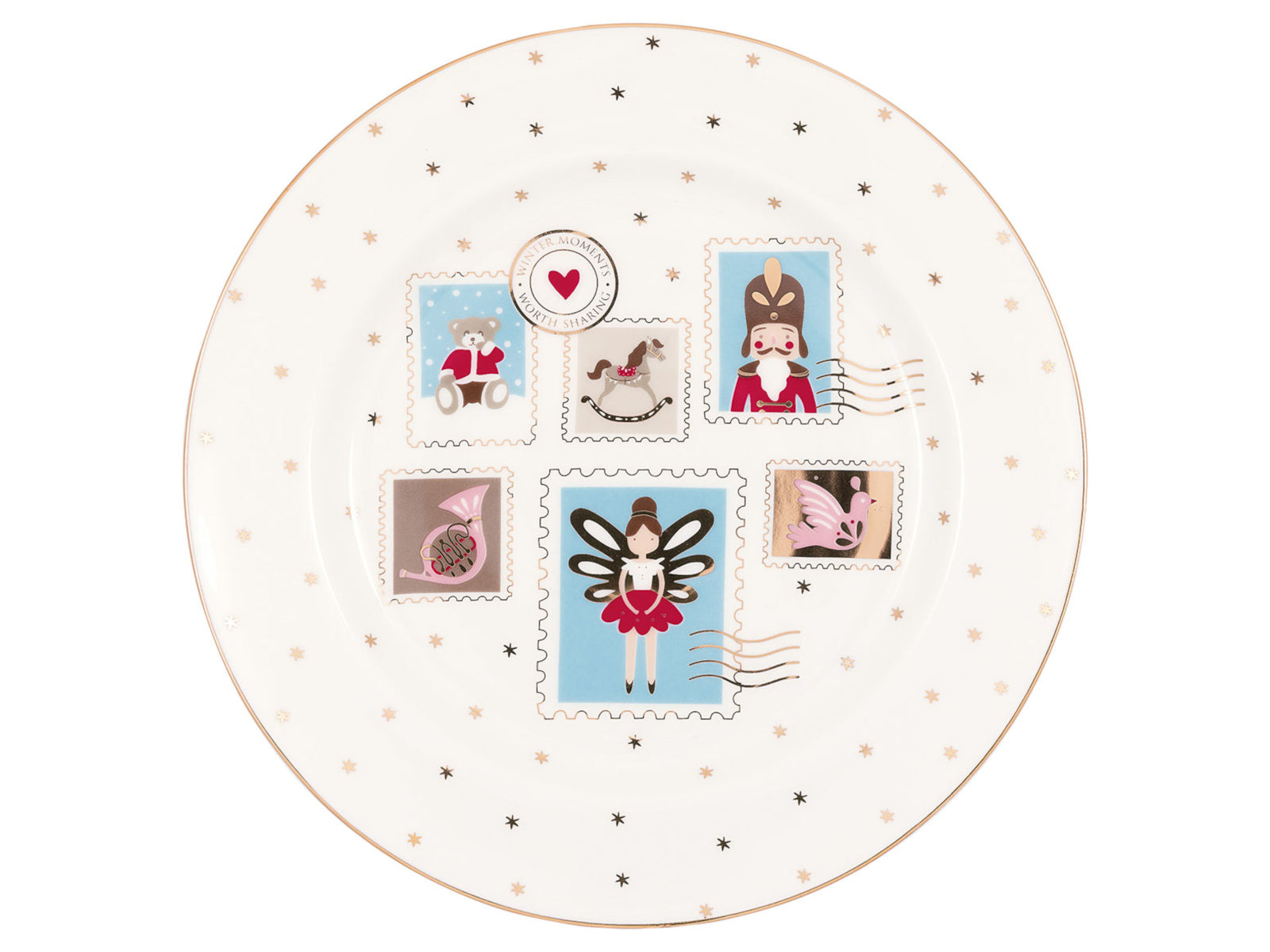 Greengate Xmas letter Frühstücksteller white 20,5cm Freisteller 1