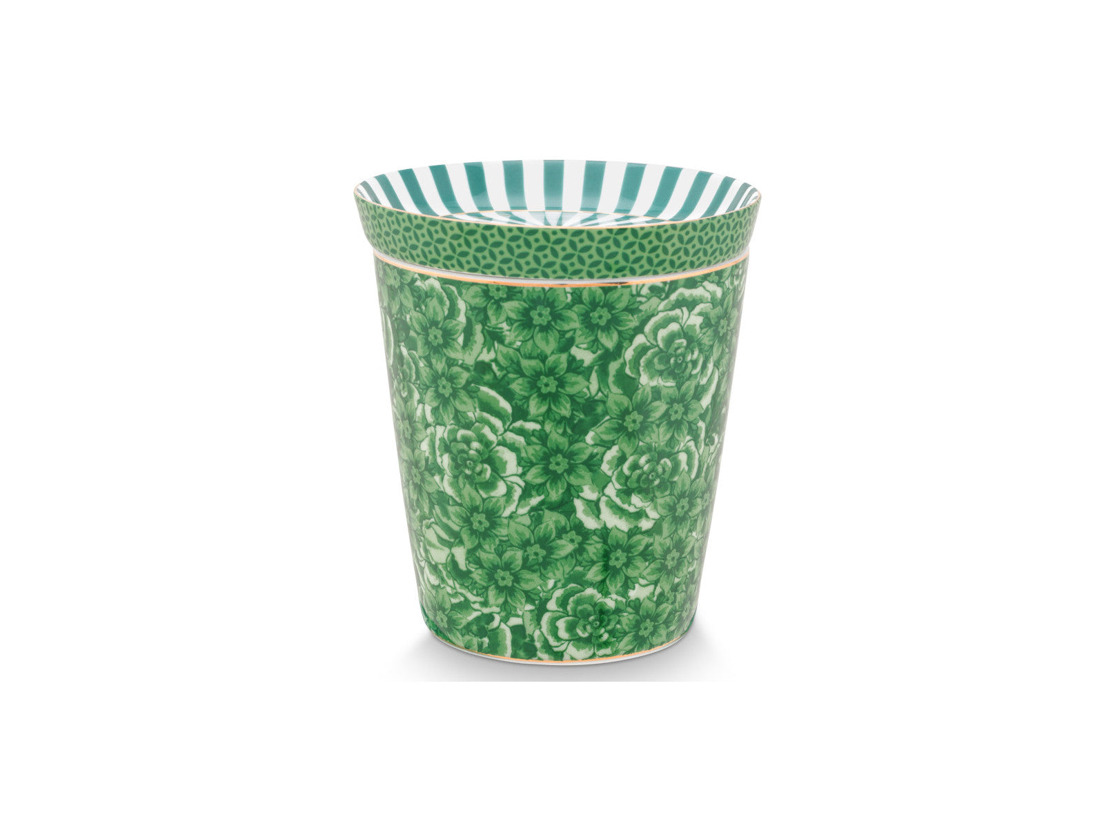 PIP STUDIO Royal Flower Becher & Teebeutelablage Set grün 230 ml Freisteller