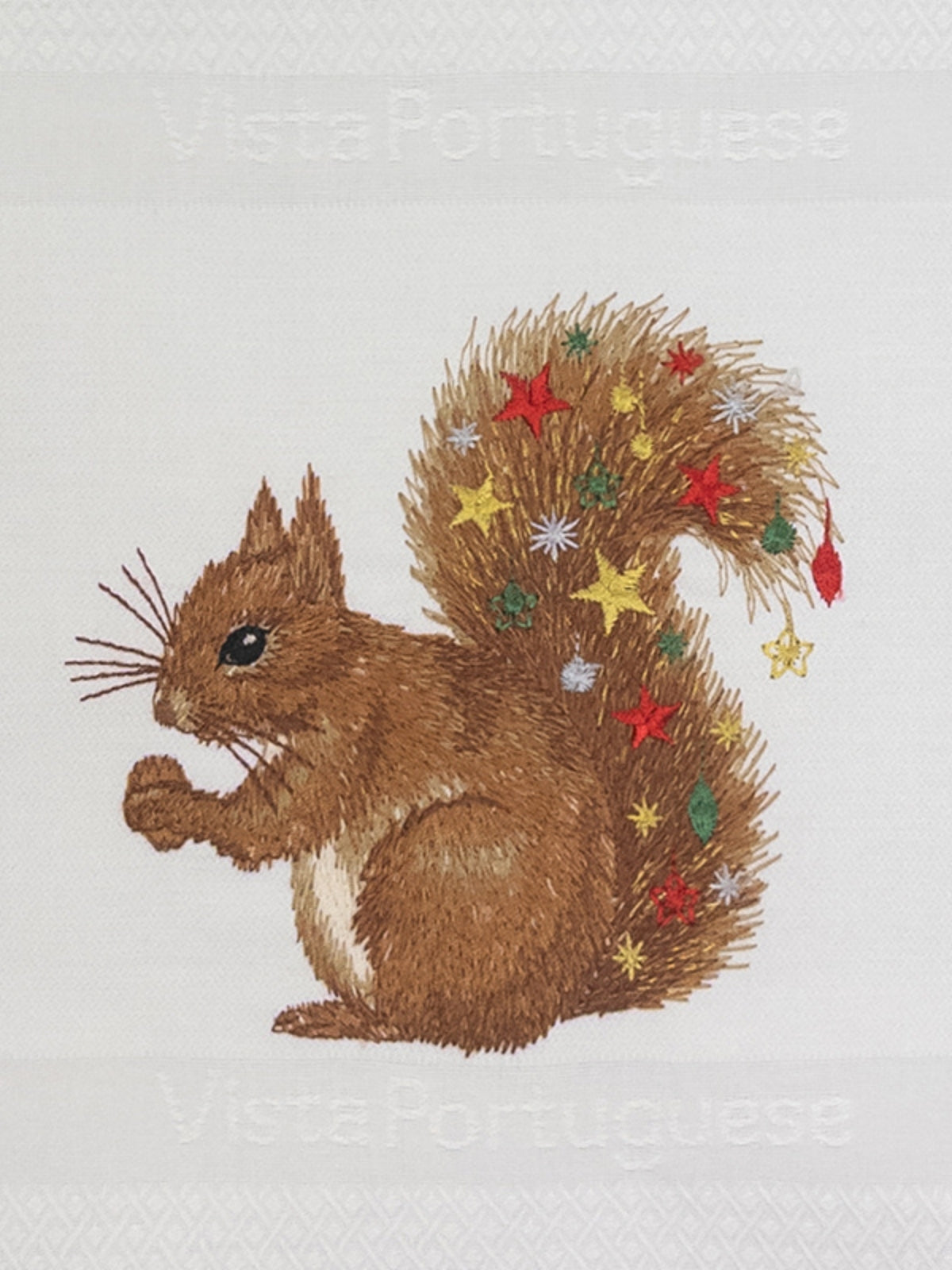 Vista Portuguese Geschirrtuch Christmas Sqirrel weiß 50x70cm - Produktbild 2