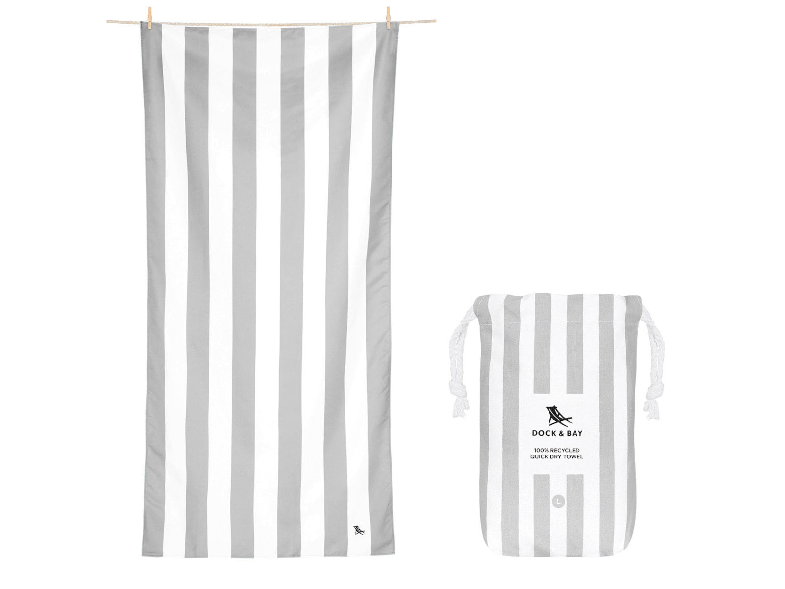 Dock & Bay Beach Towel L Goa Grey 160x90cm Freisteller 1