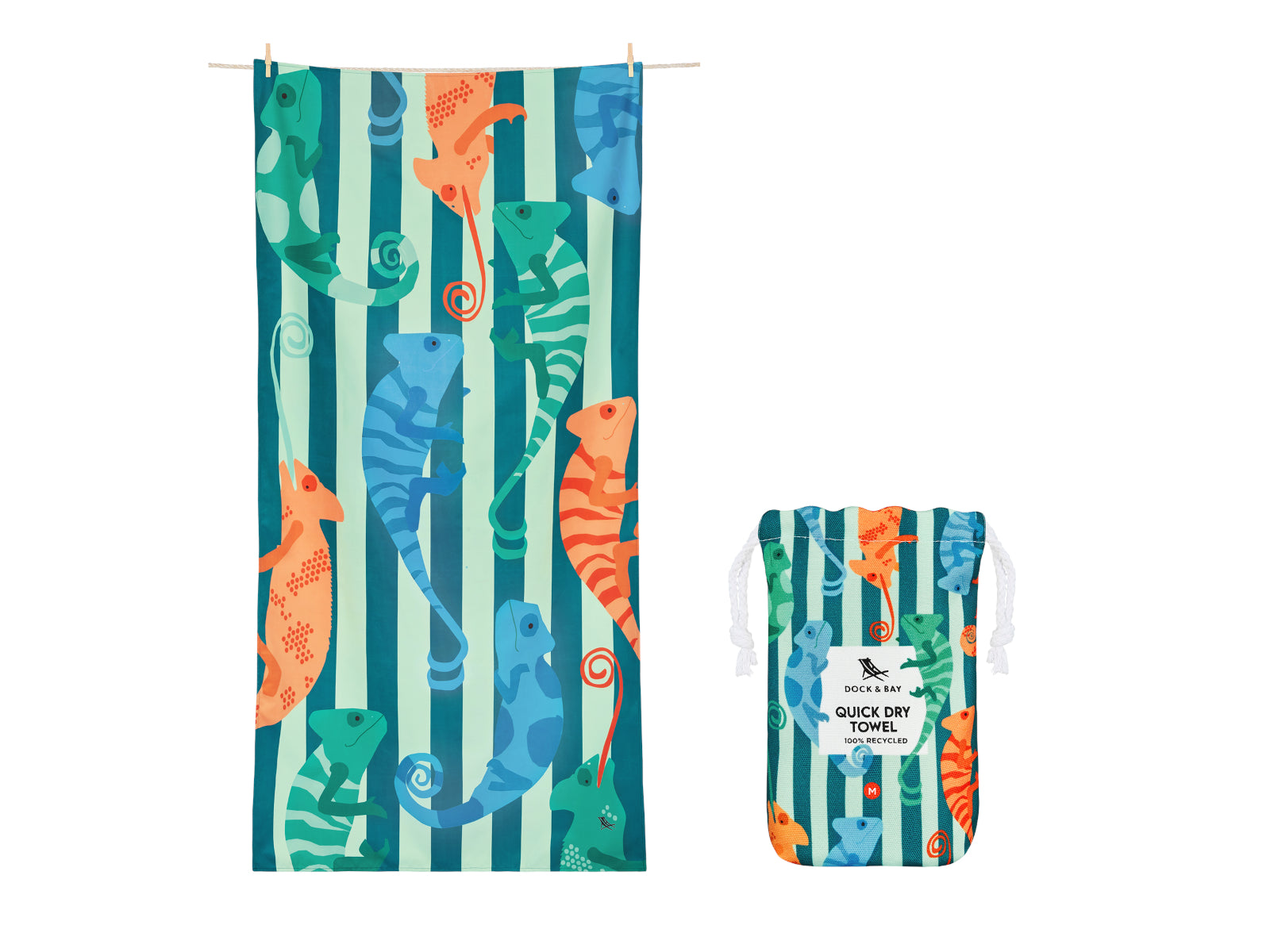 Dock & Bay Kids Beach Towel M Karma Chameleon 130x70cm Freisteller 1