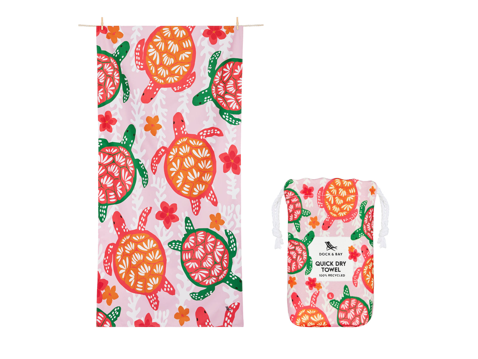 Dock & Bay Kids Beach Towel L Turtley Tropical 160x90cm Freisteller 1