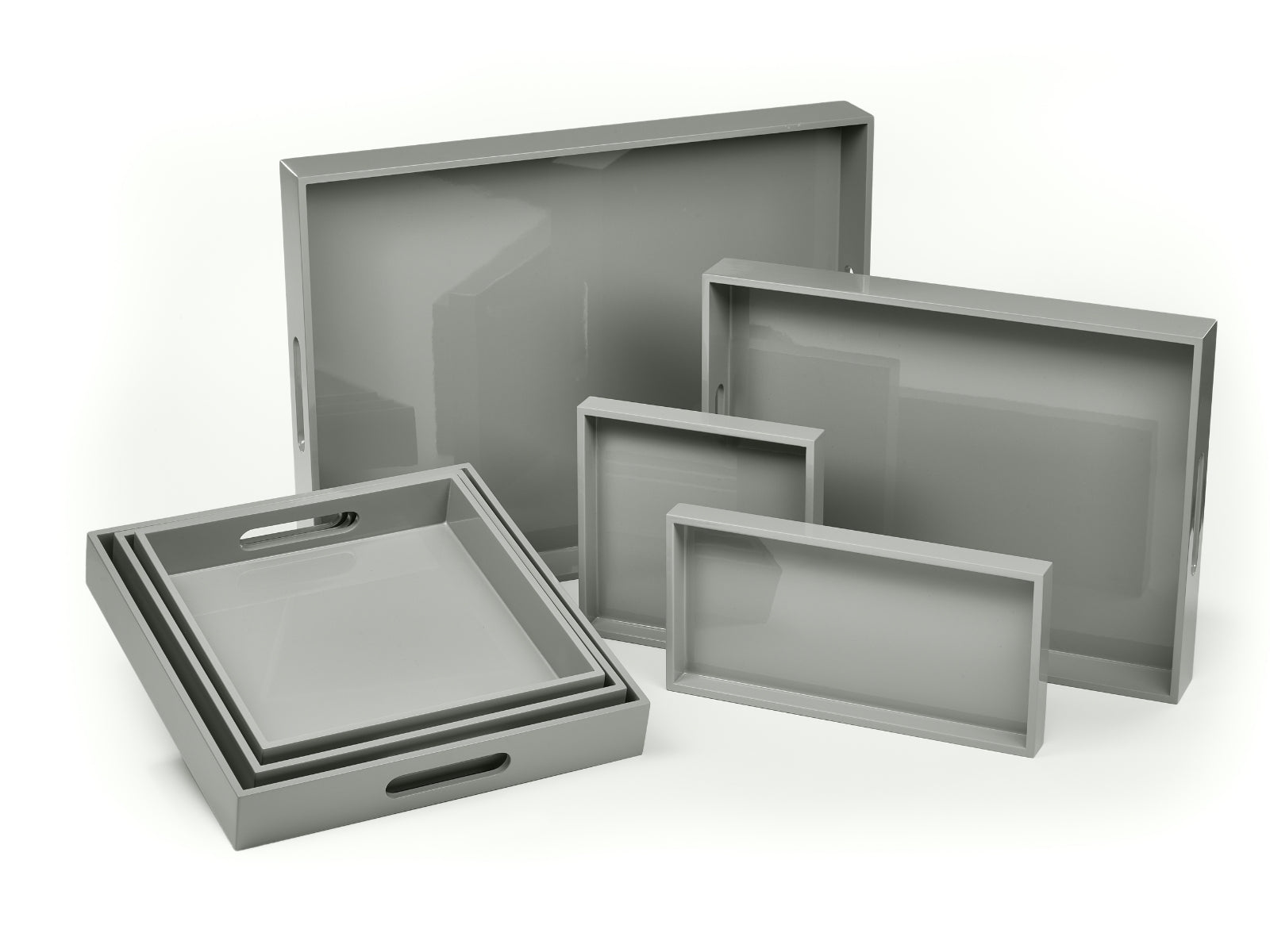 albert L. (punkt) Lacquer-Tablett naturgrau 40x30cm - Produktbild 2