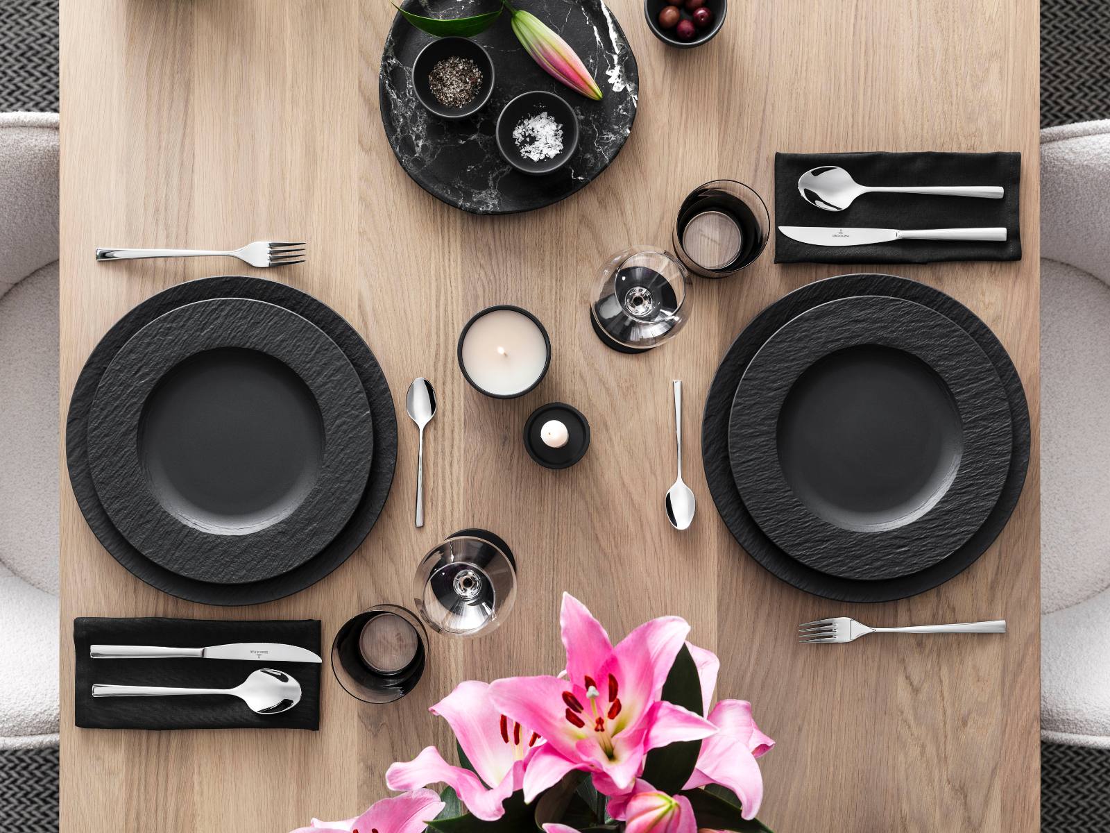 Villeroy & Boch Manufacture Rock Kaffeetasse mit Untertasse Set6 Lifestyle