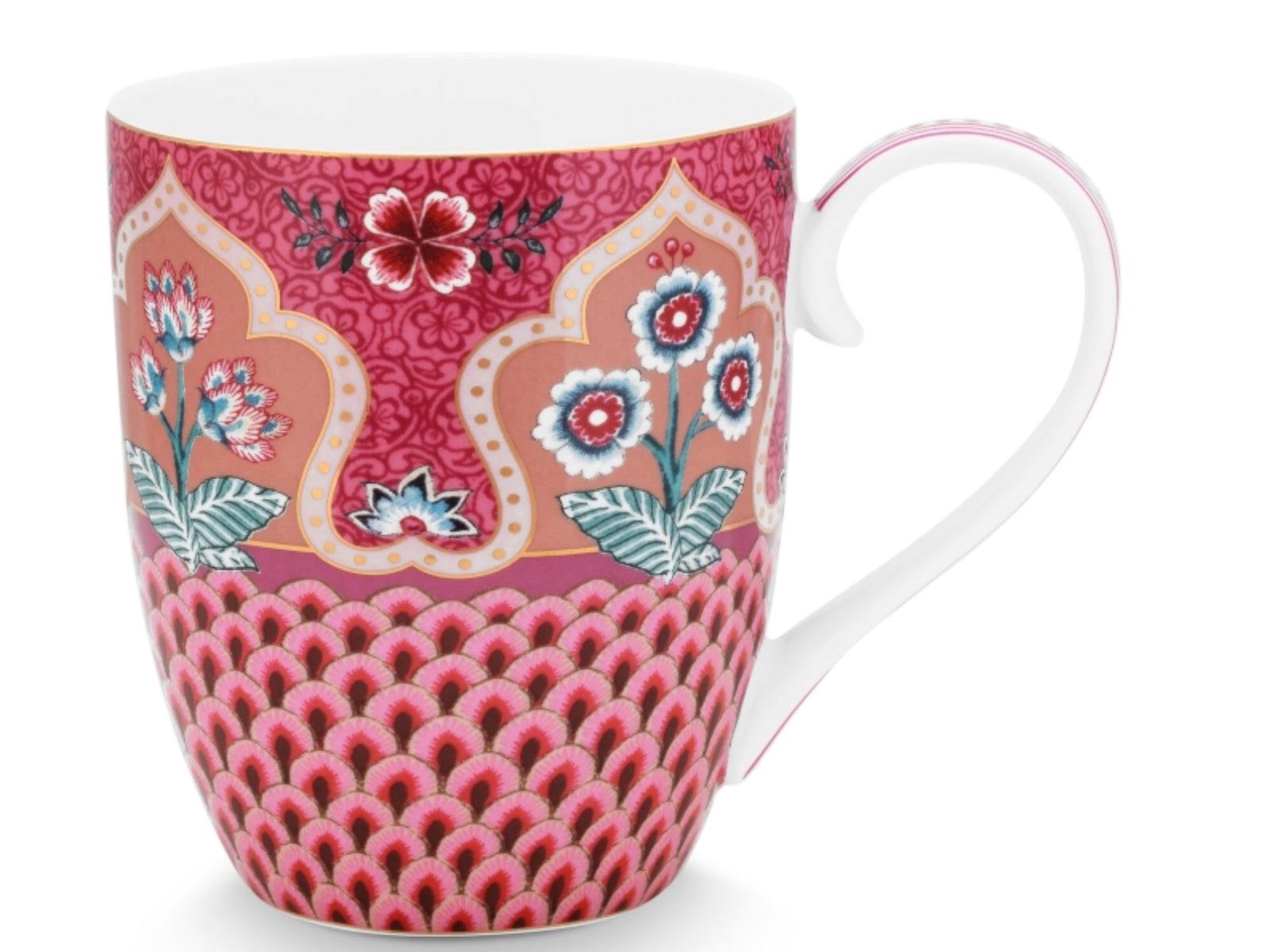 PIP STUDIO Flower Festival sca.Henkelbecher dark p. XL 450 ml