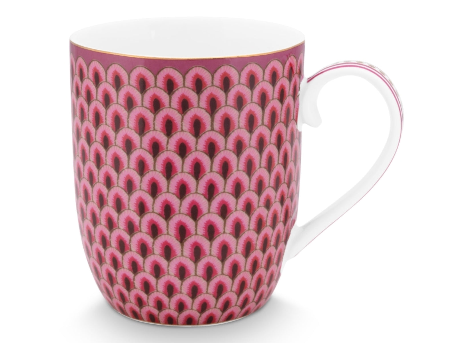 PIP STUDIO Flower Festival Scallop Henkelb. dark pink 145ml