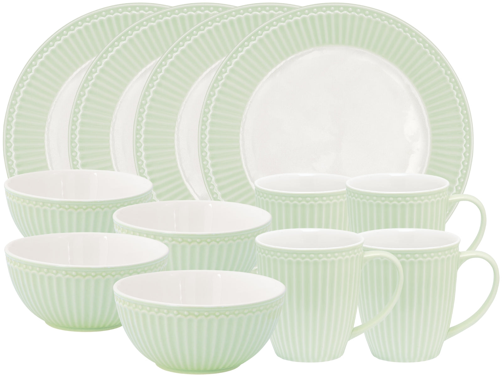 Greengate Alice Frühstücksset pale green 12tlg