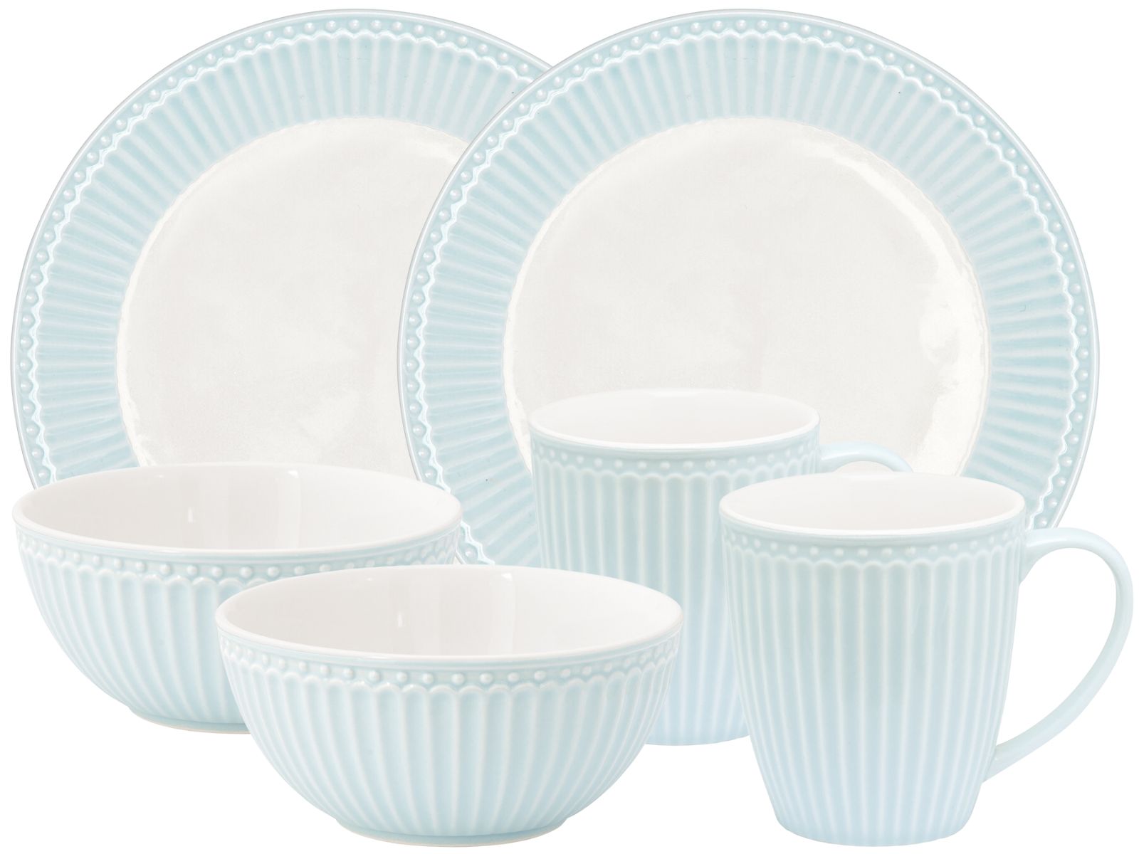 Greengate Alice Frühstücksset pale blue 6tlg