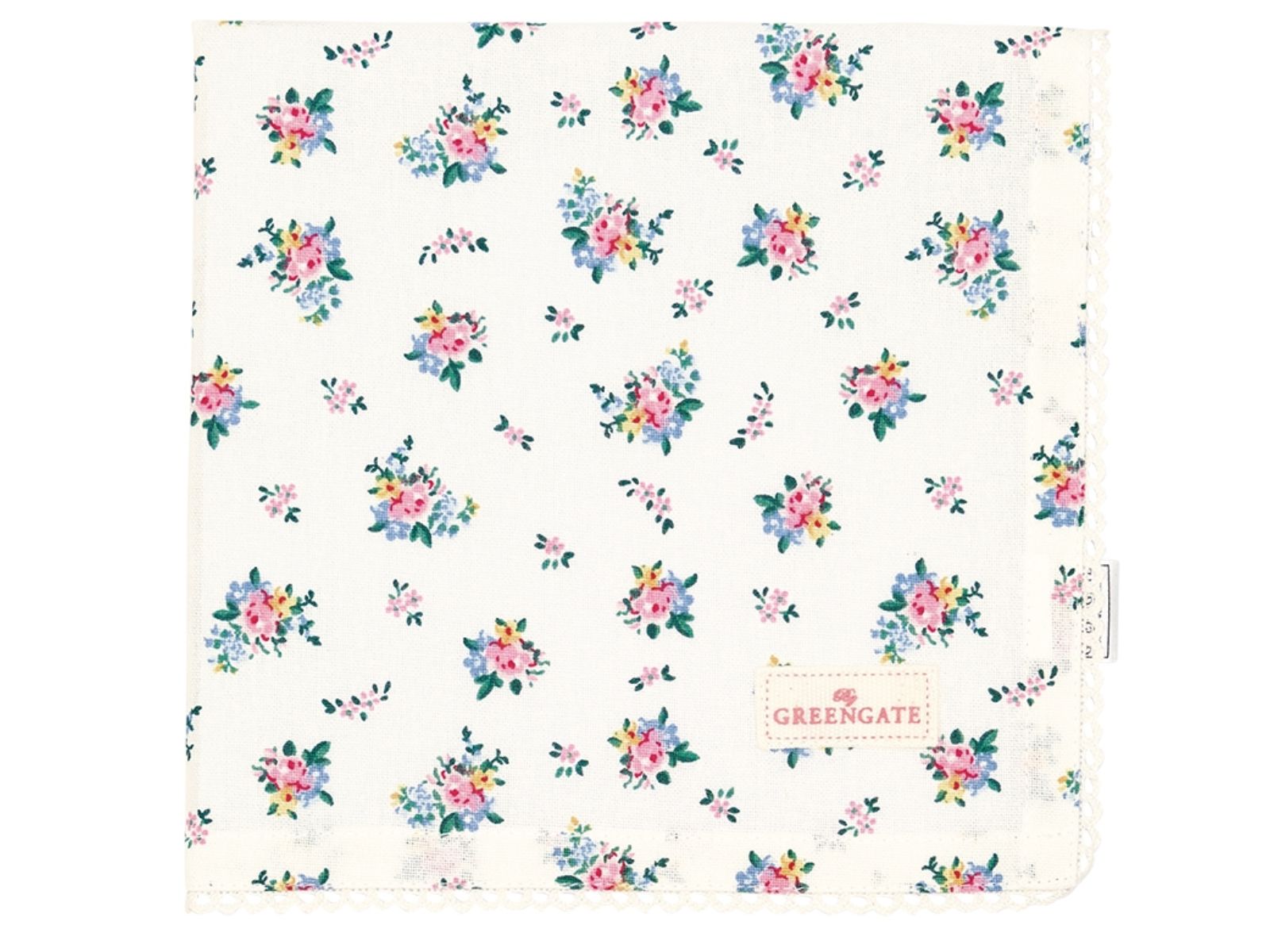 Greengate Augusta Stoffserviette mit Spitze white 40 x 40 cm