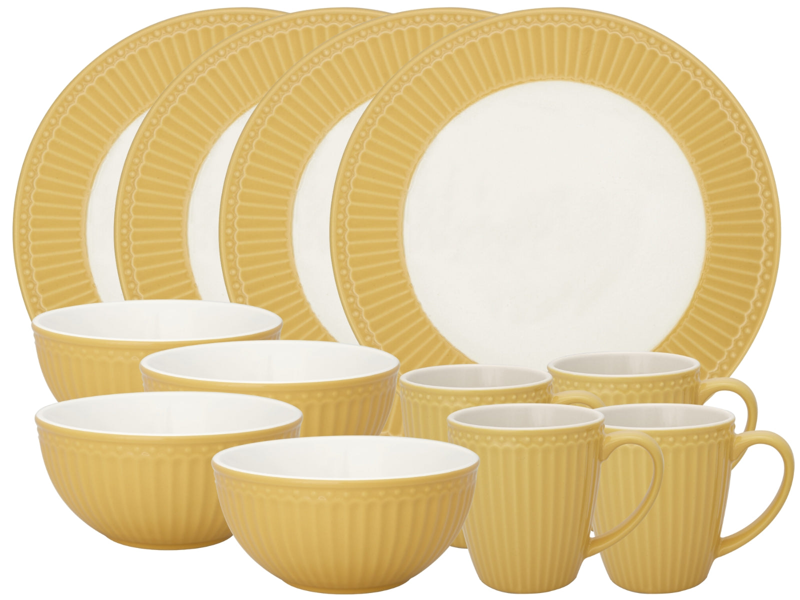 Greengate Alice Frühstücksset honey mustard 12tlg