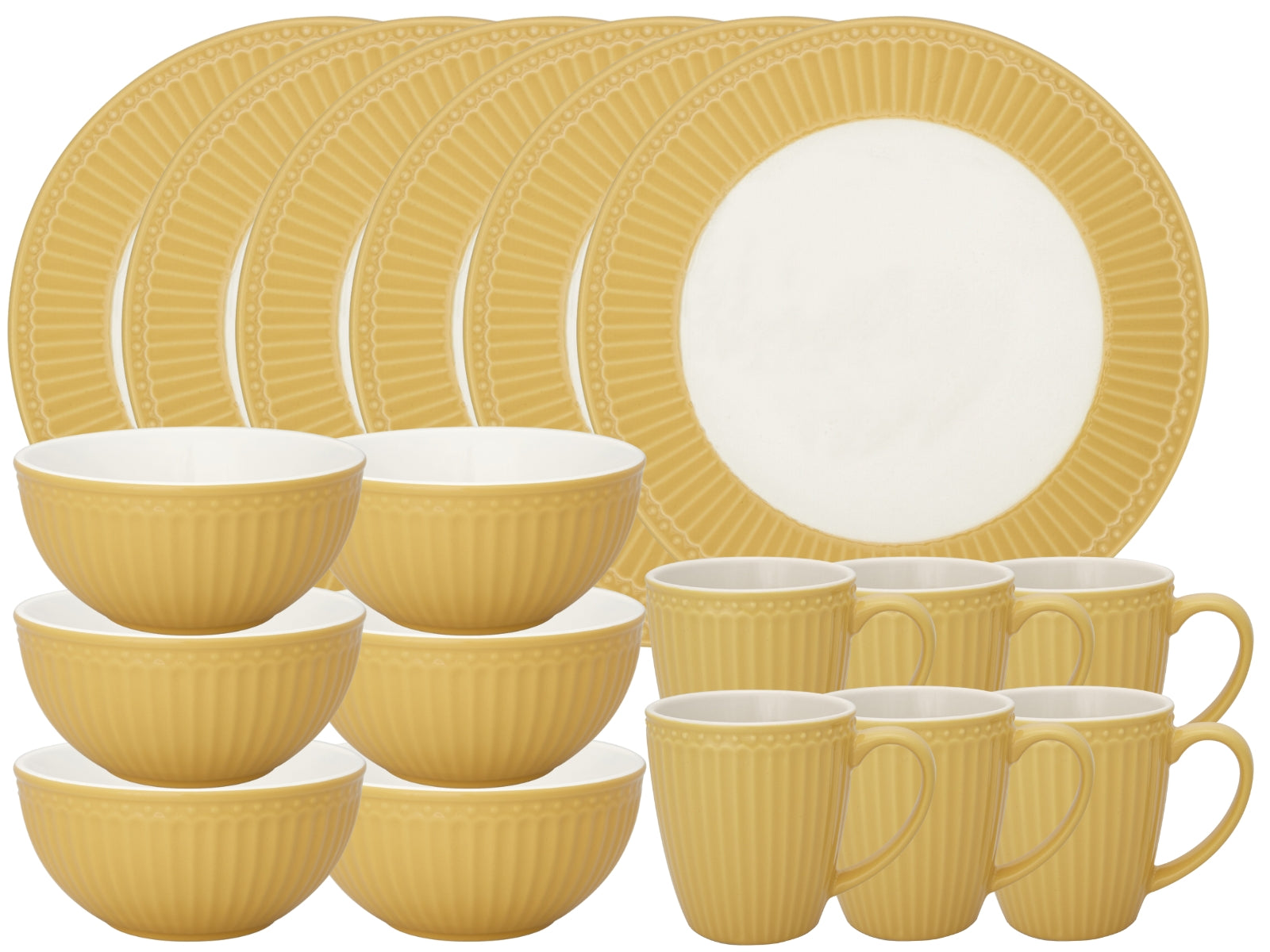 Greengate Alice Frühstücksset honey mustard 18tlg