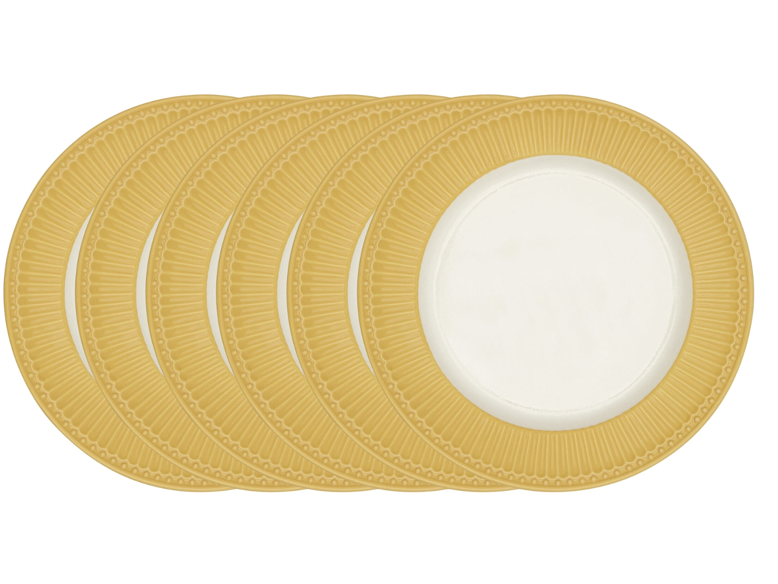 4260742712449 Greengate Alice Speiseteller honey mustard 26,5 cm Set6