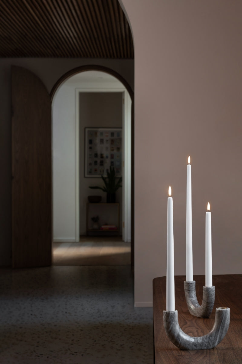 UYUNI LIGHTING LED-Stabkerze Smooth nordic white 2erSet 25cm - Produktbild 4