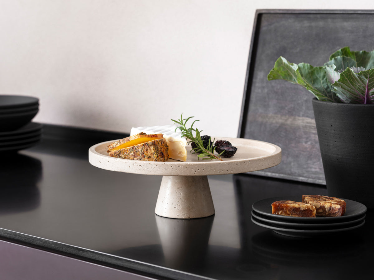 Villeroy & Boch Manufacture Travertine Servierschale mit Fuß 28x10cm – Tischideen & Ambiente