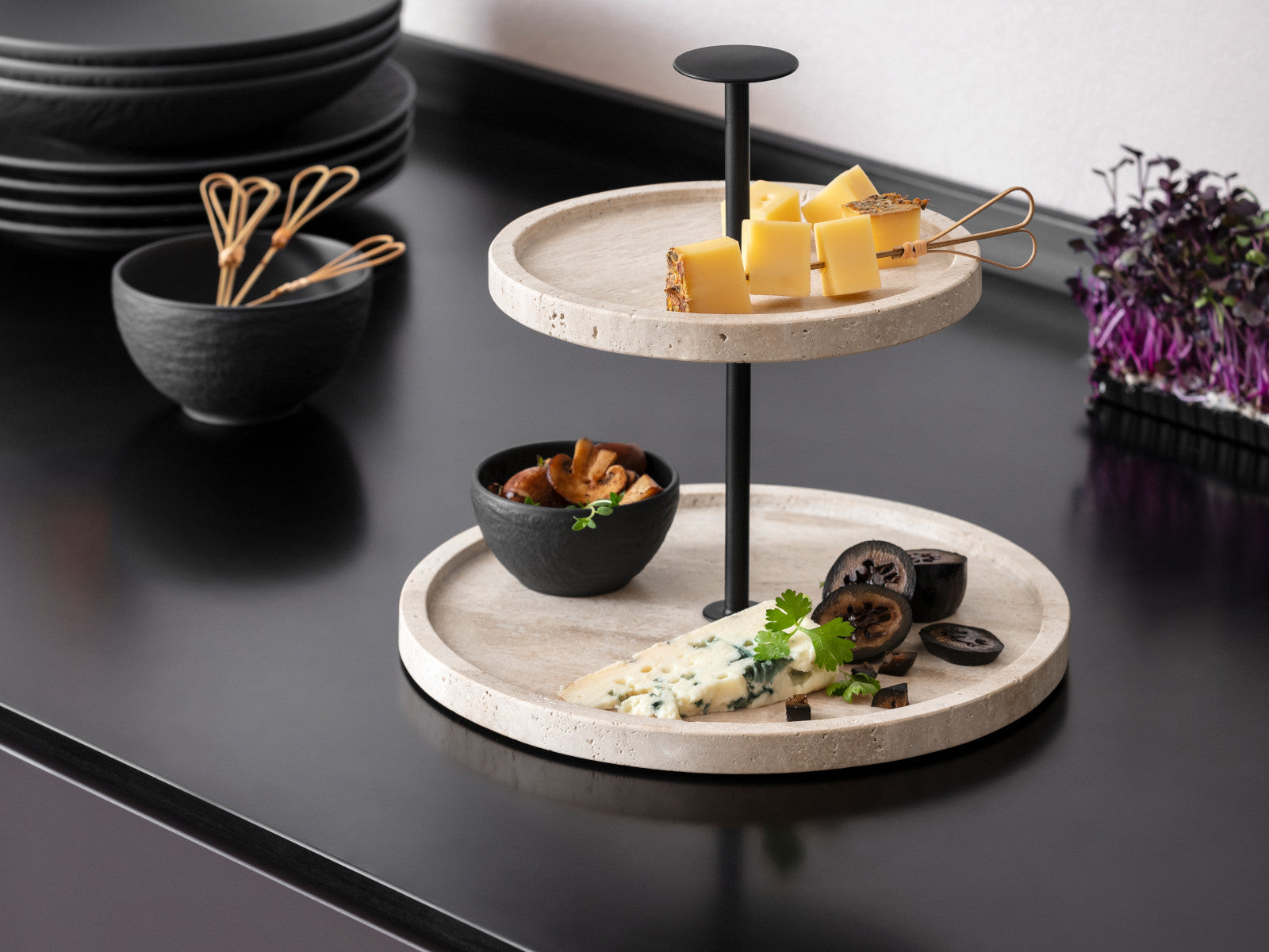 Villeroy & Boch Manufacture Travertine Etagere 24,5cm Lifestyle 1