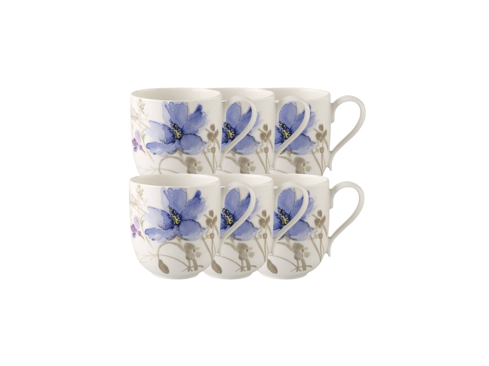 Villeroy & Boch Mariefleur Gris Basic Becher mit Henkel 0,35l Set6