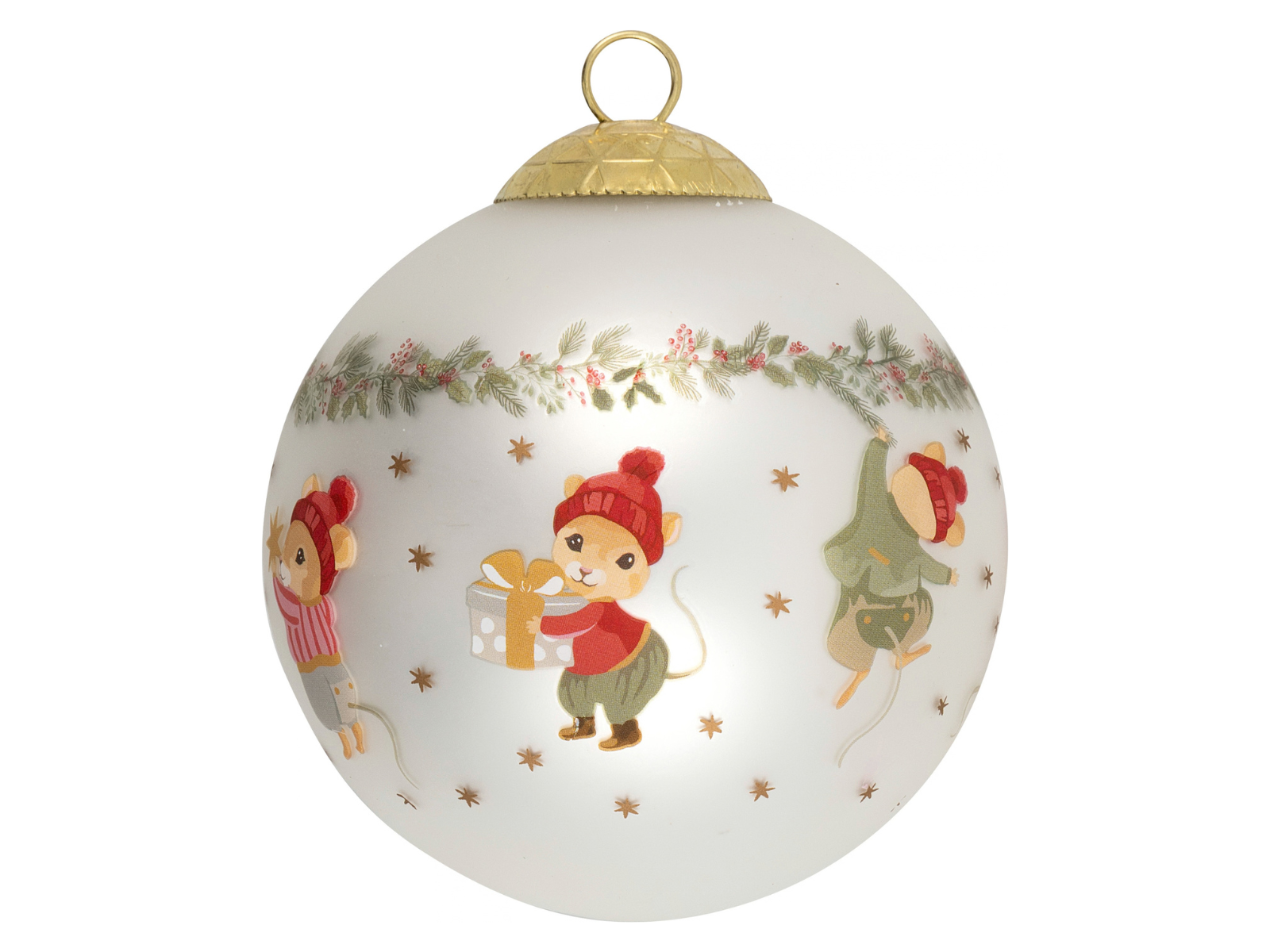 Greengate Joanni Christbaumkugel Glas weiß 8cm
