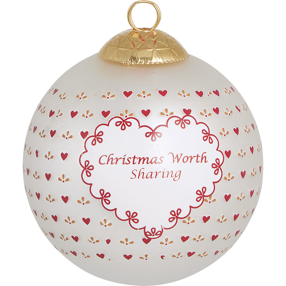 Greengate Layla heart Weihnachtskugel white 8cm