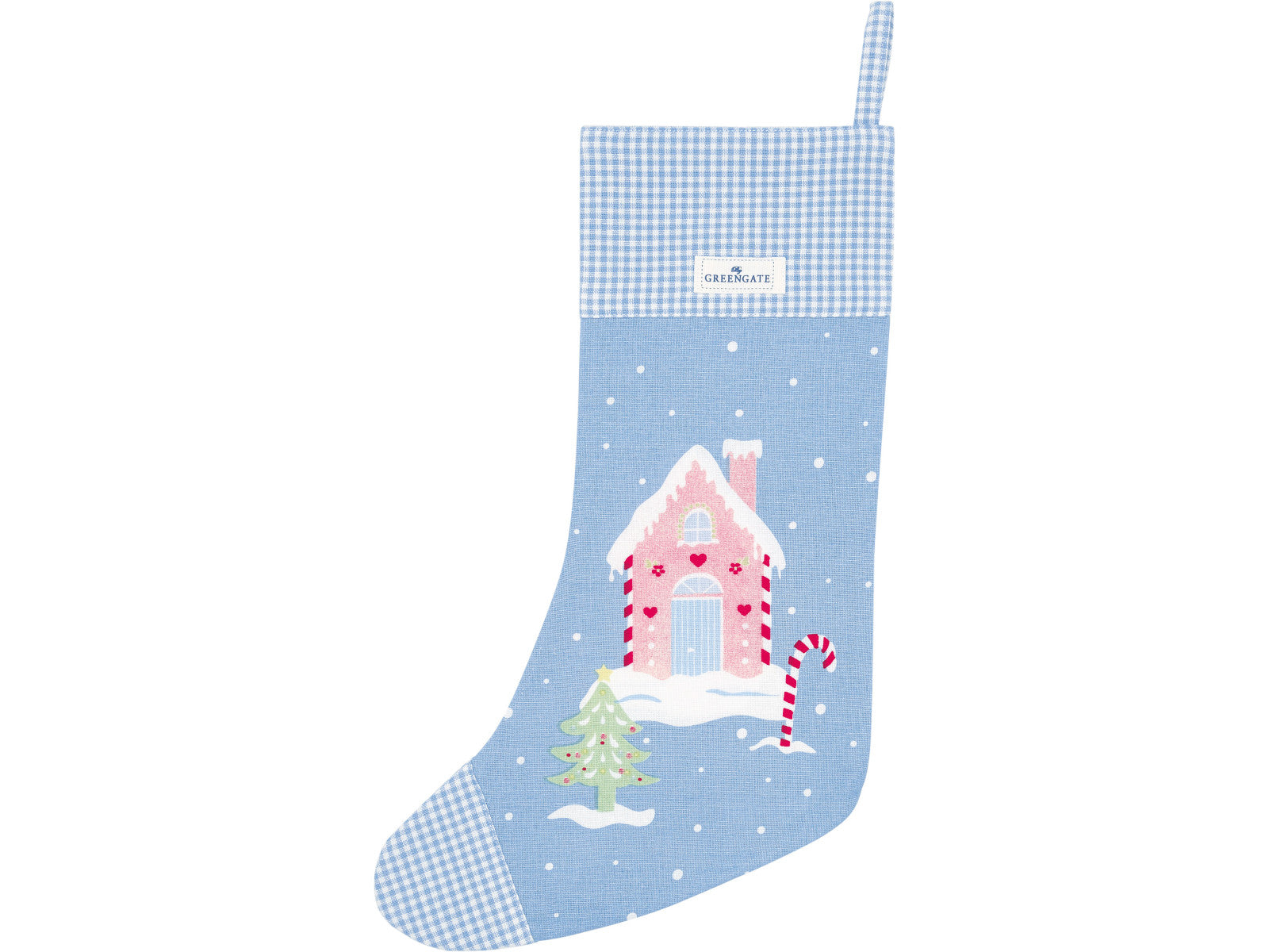 Greengate Laura homes Weihnachtsstrumpf dusty blue 60cm Freisteller 1