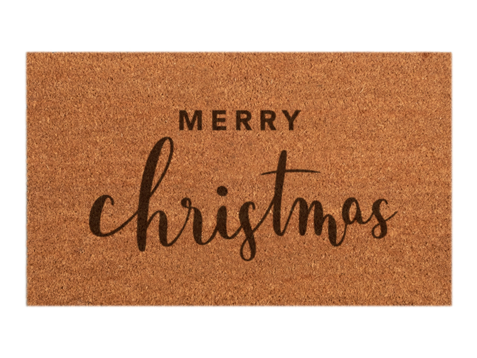 Eulenschnitt Kokos Fußmatte Merry Christmas beige 75x45cm Freisteller 1