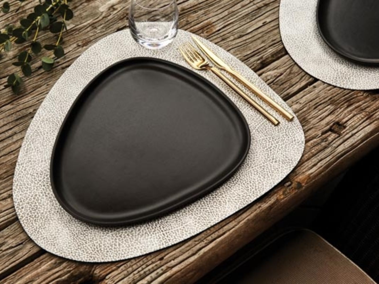 LIND DNA HIPPO Tischset Curve L white-grey 37 x 44 cm