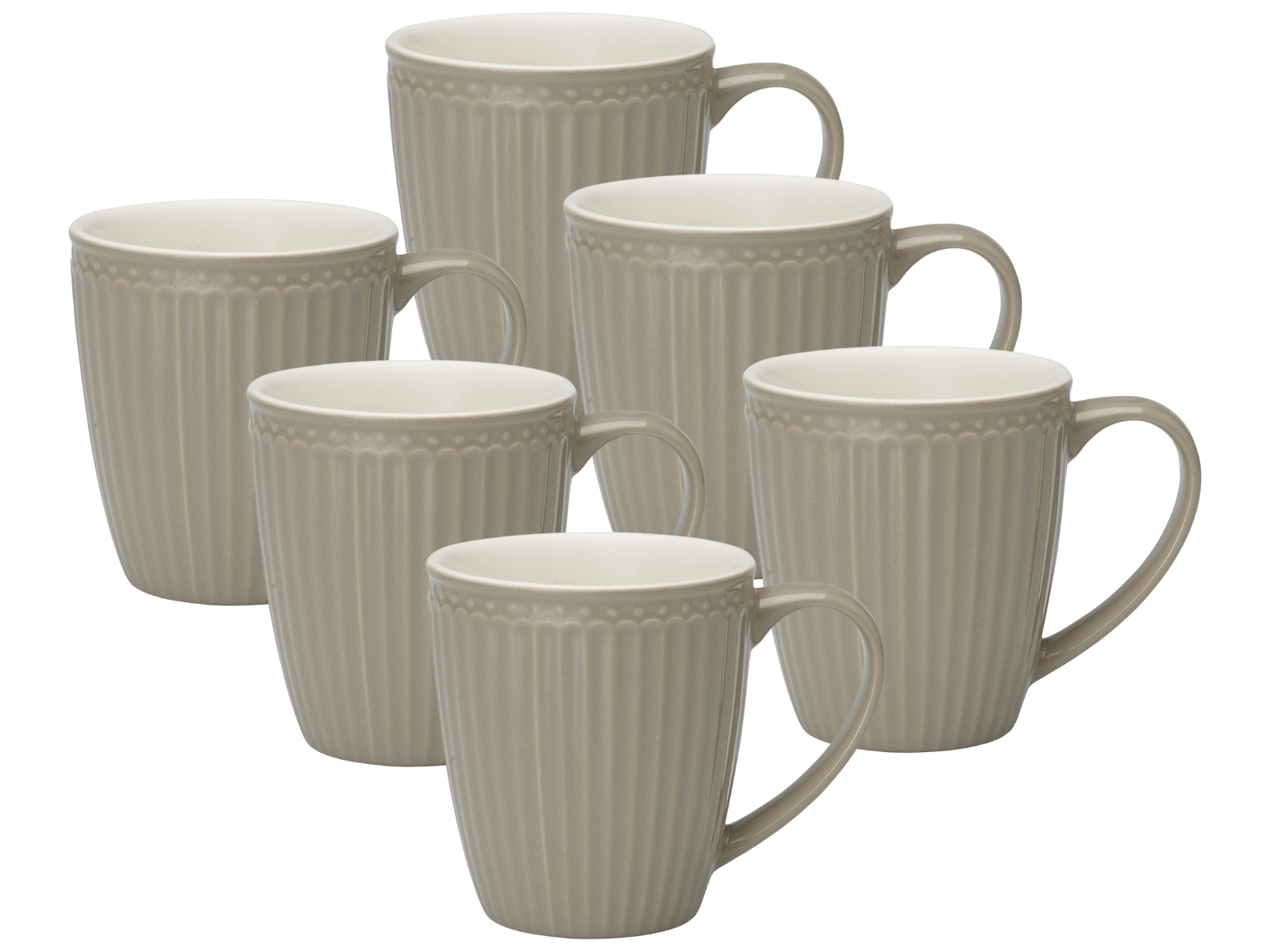 Greengate Alice Becher mit Henkel warm grey 0,4 l Set6 Freisteller