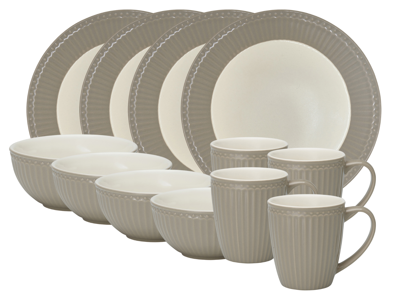 Greengate Alice Frühstücksset warm grey 12tlg Freisteller