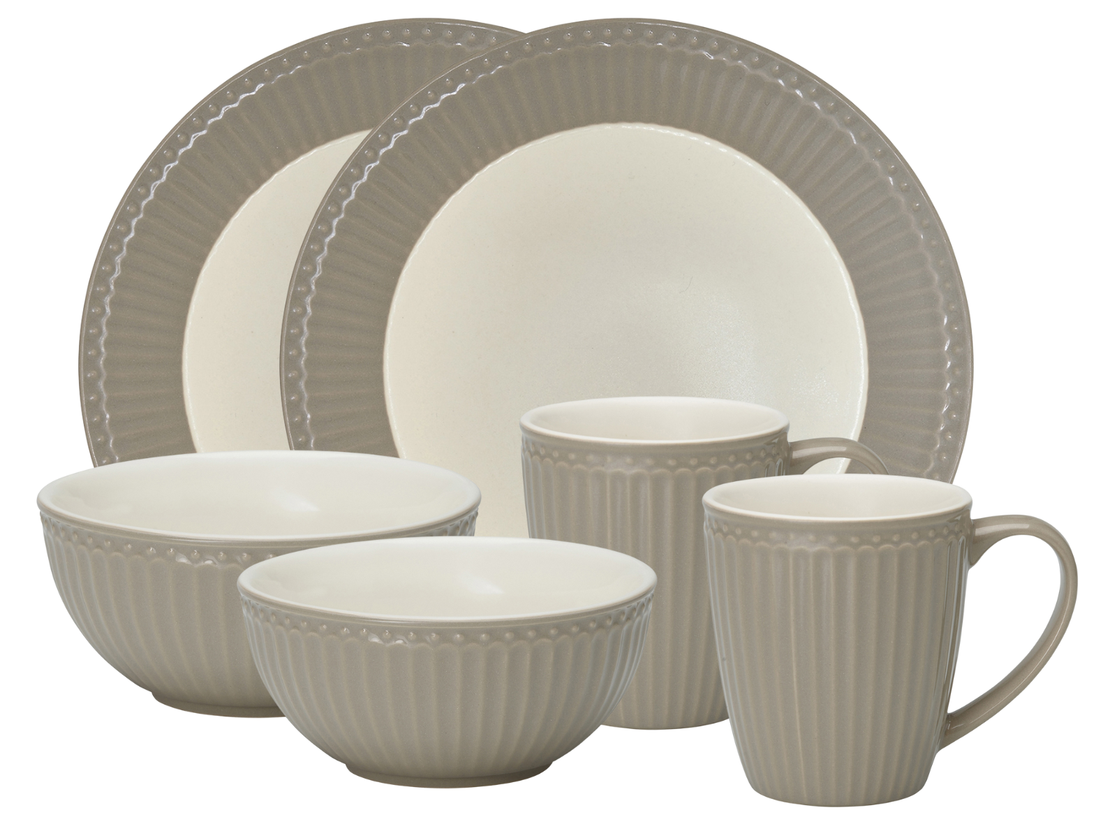 Greengate Alice Frühstücksset warm grey 6tlg Freisteller