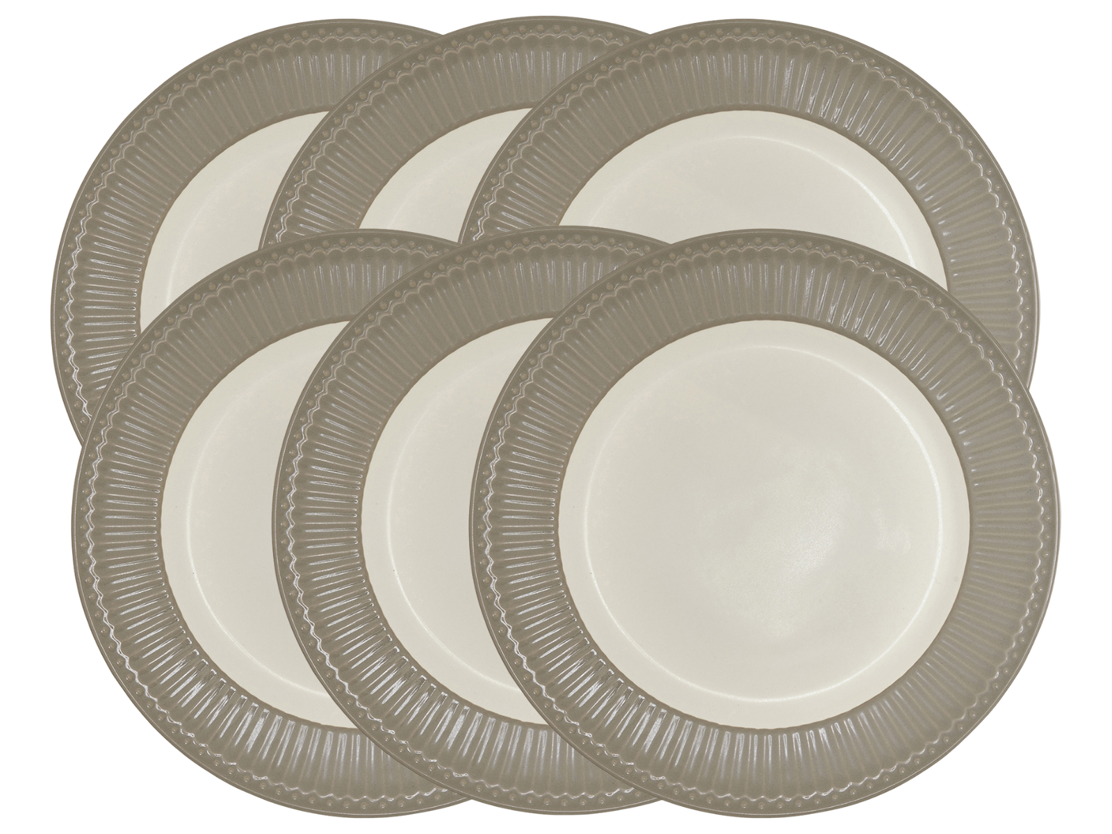 Greengate Alice Frühstücksteller warm grey 23 cm Set6 Freisteller